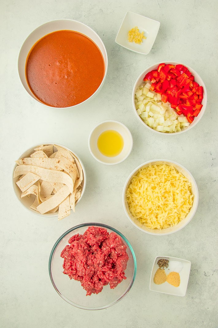 Ingredients for enchilada skillet.