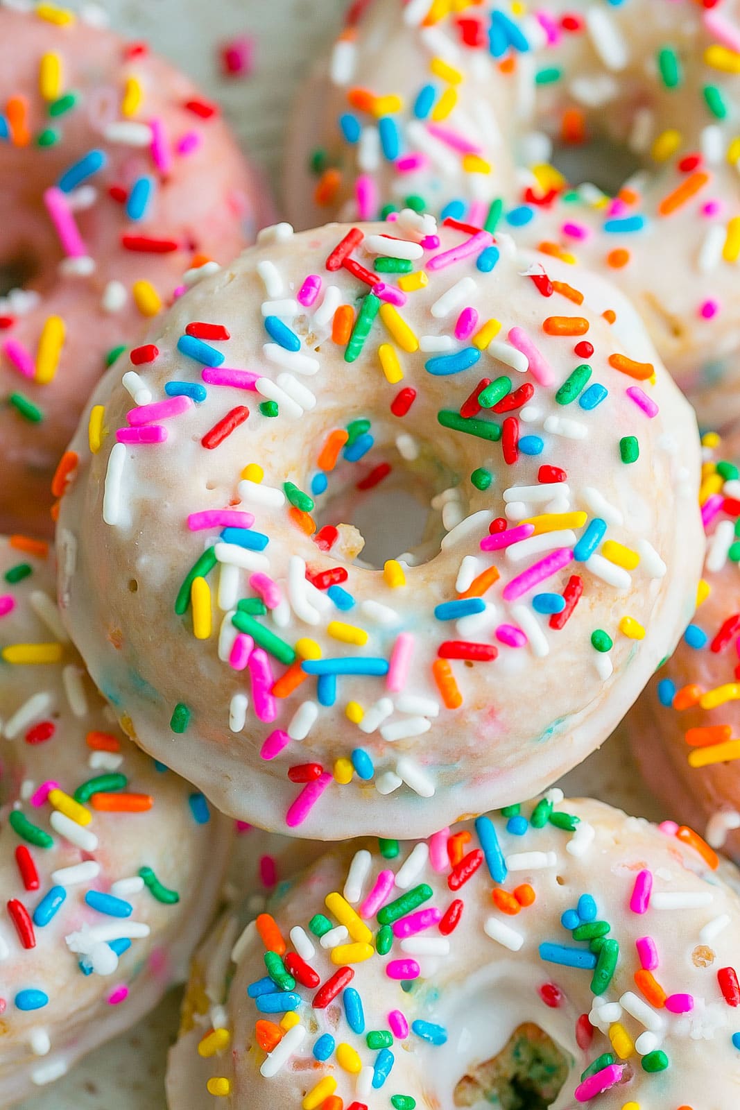 Rainbow sprinkled donut.