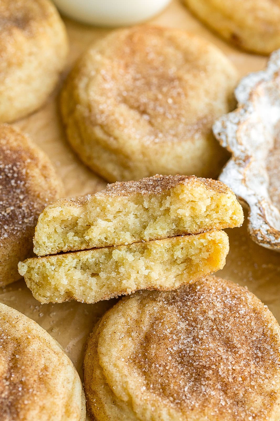 Inside of a buttery snickerdoodle cookie.