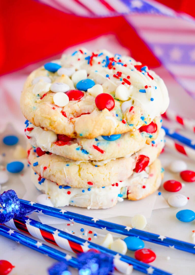 Patriotic Cake Mix M&M Cookies