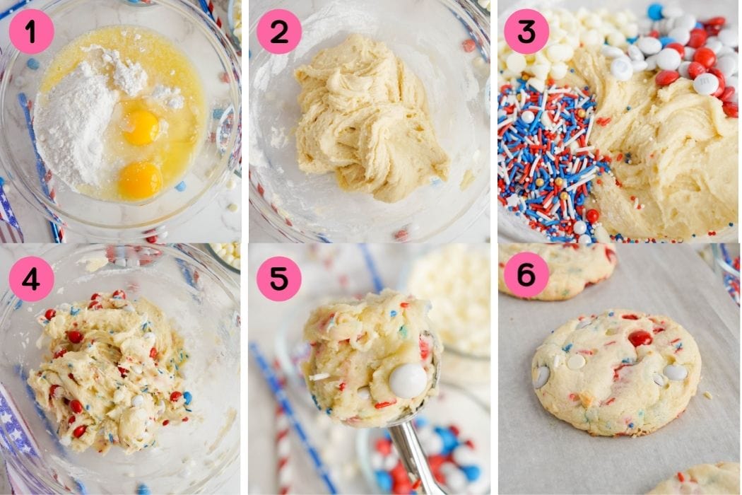 How to make Patriotic Cake Mix M&M Cookies.