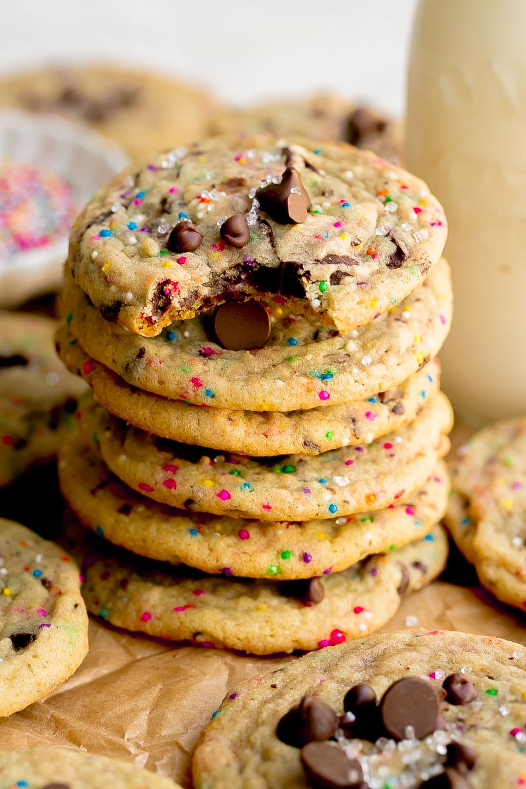 Stack of Chocolate Chip Sugar Cookies.