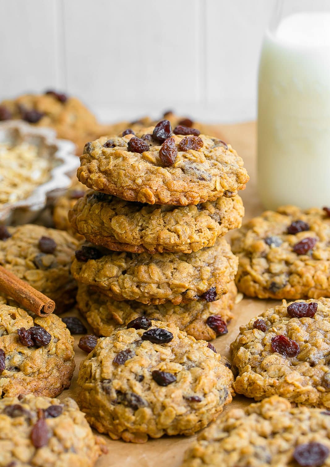 Stack of Jumbo Oatmeal Raisin Cookies