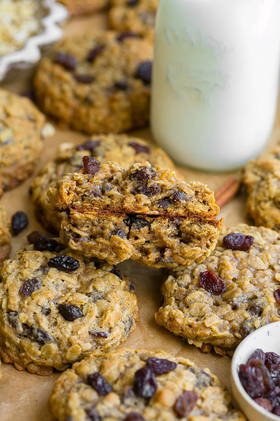 Inside view of jumbo Oatmeal Raisin Cookies.