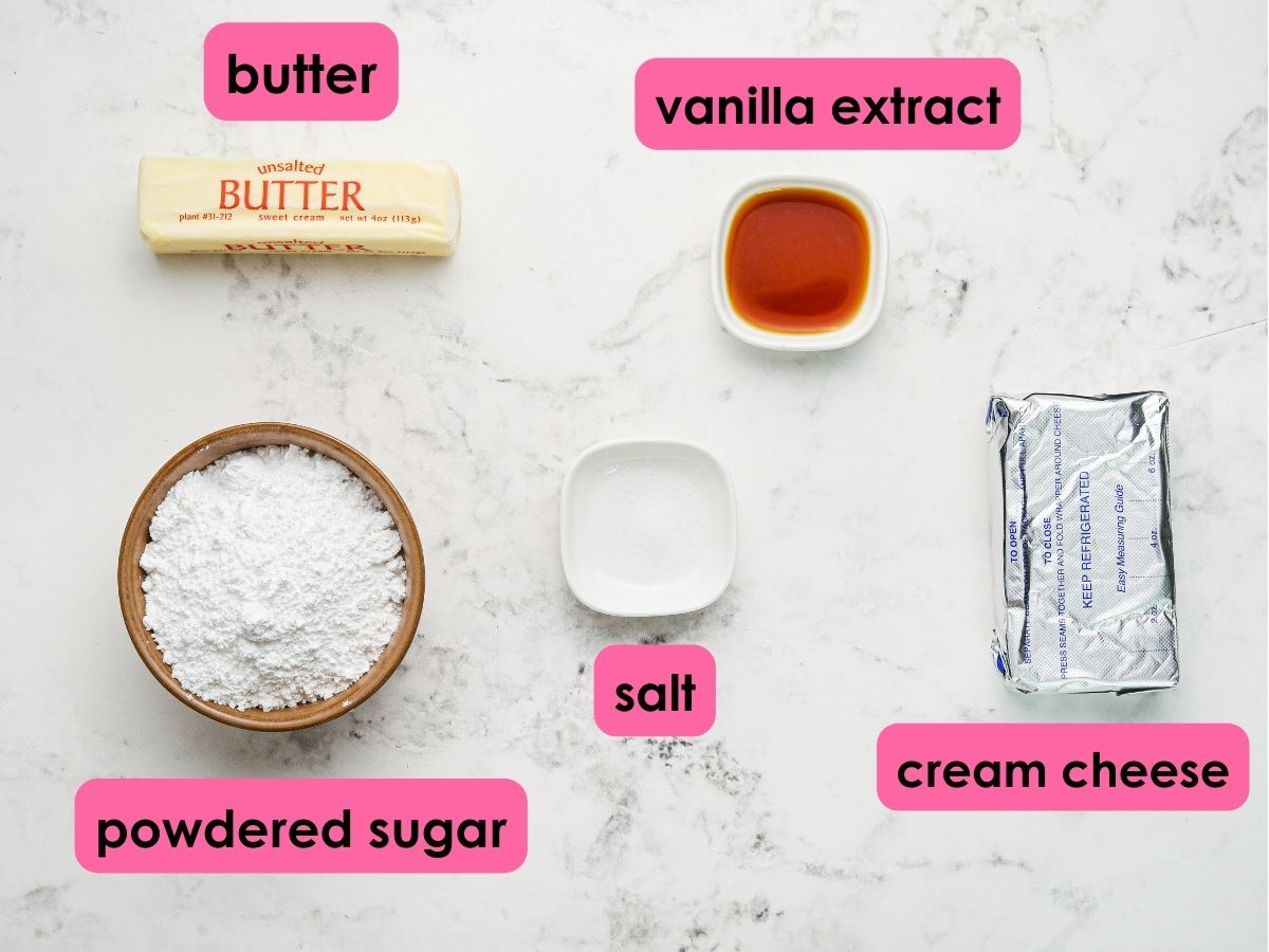 Ingredients to make buttercream frosting.