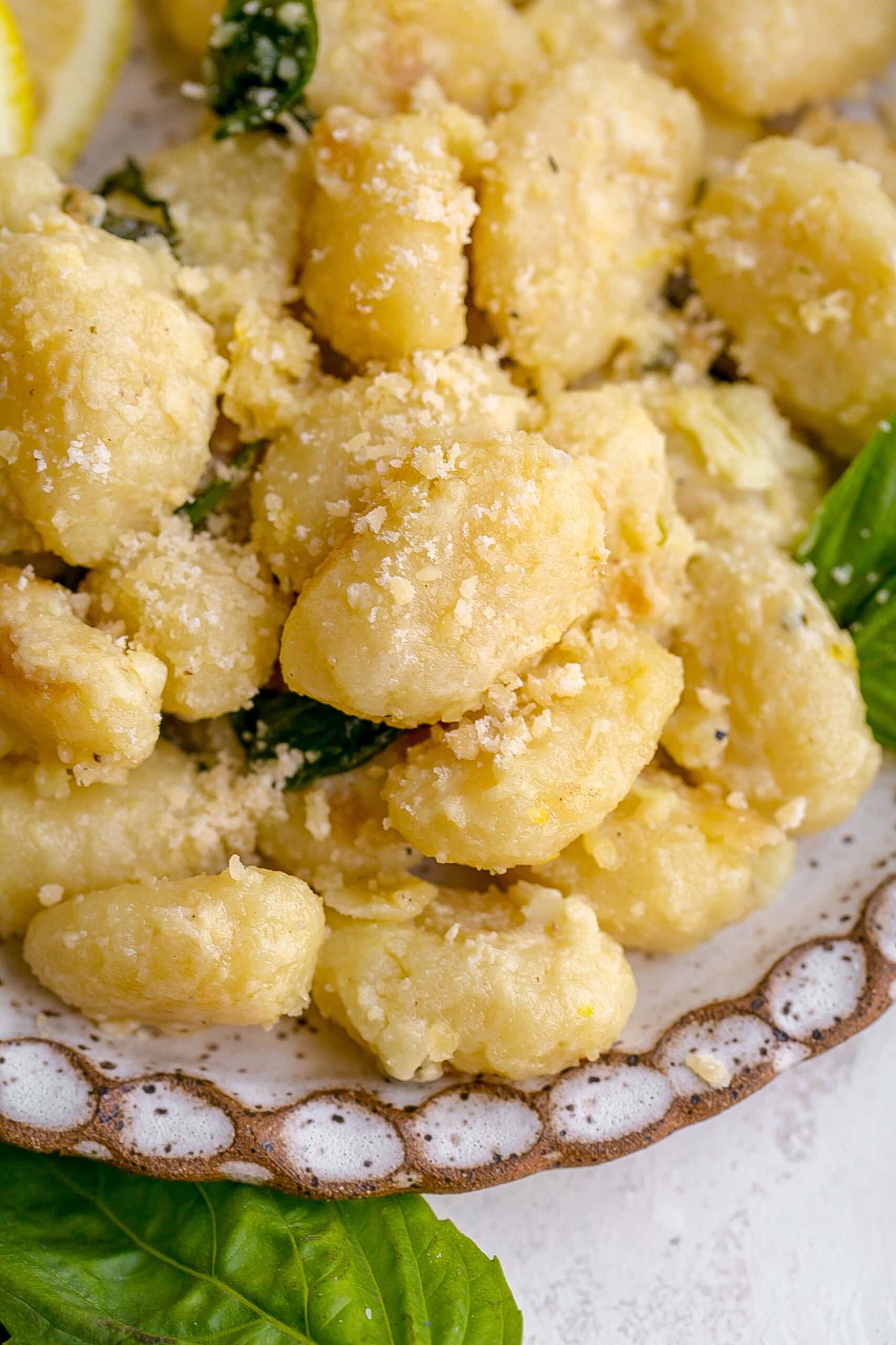 Pan Fried Gnocchi with parmesan cheese.