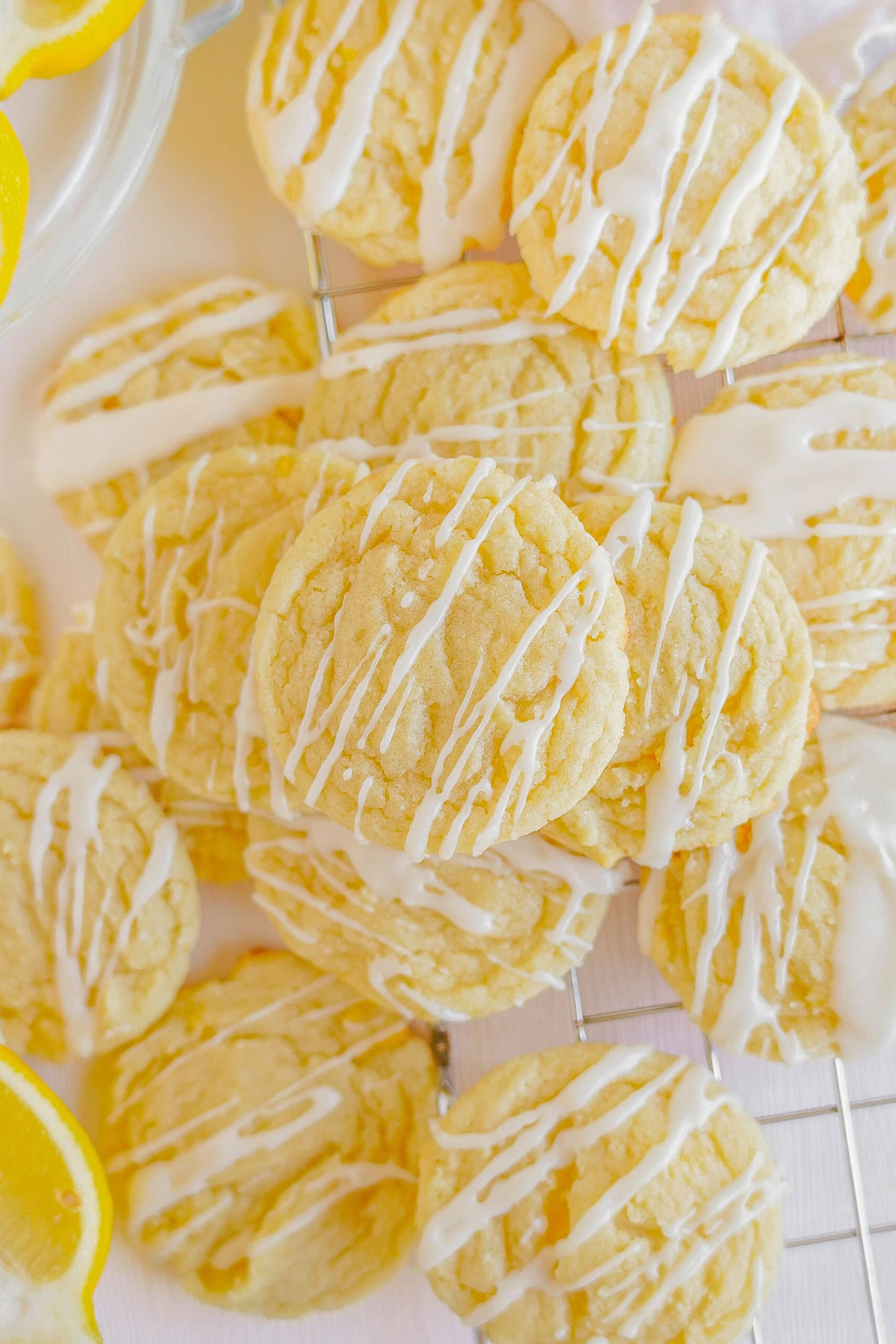 Soft Lemon Cookies on a wire rack.