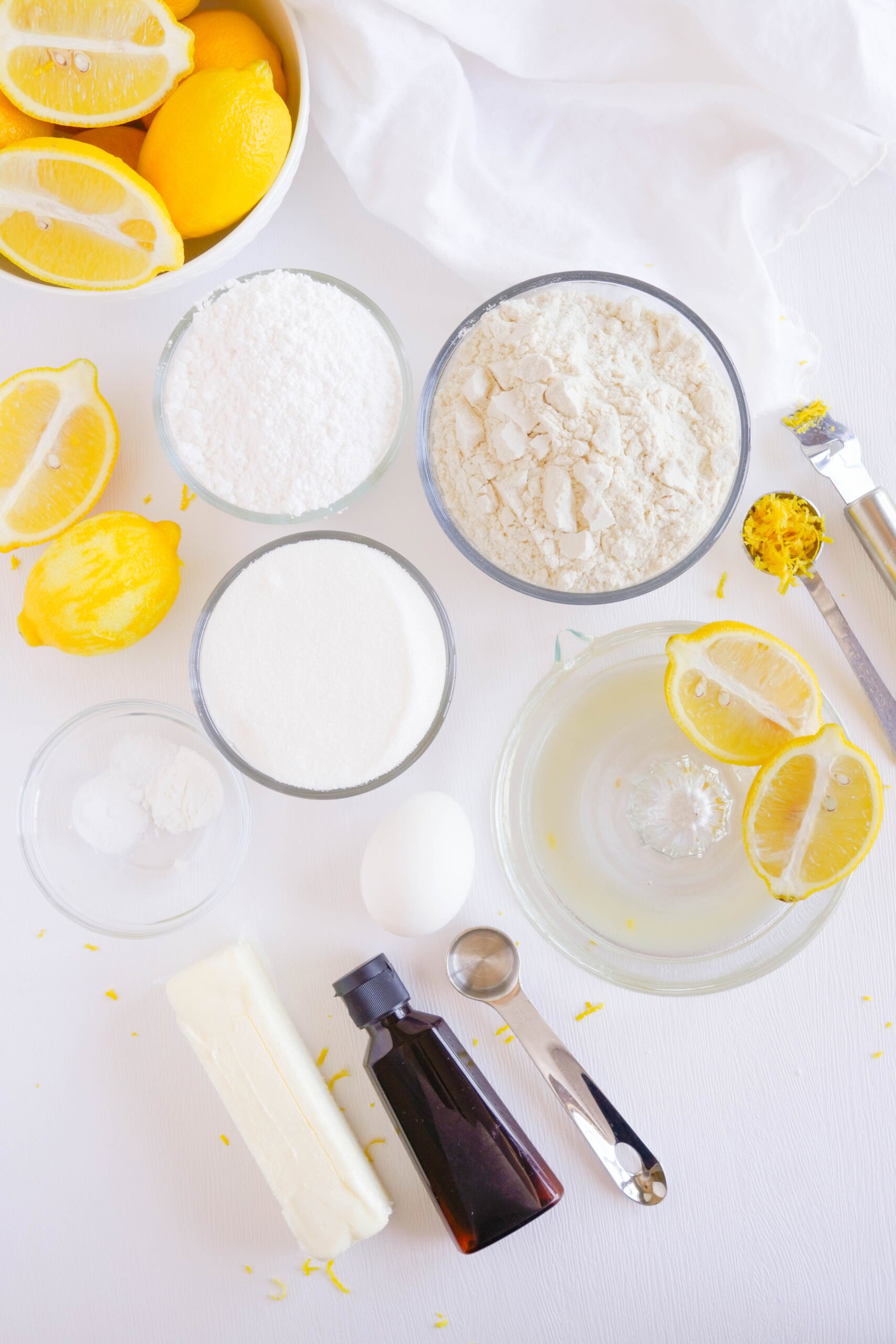 Ingredients to make lemon drop cookies.