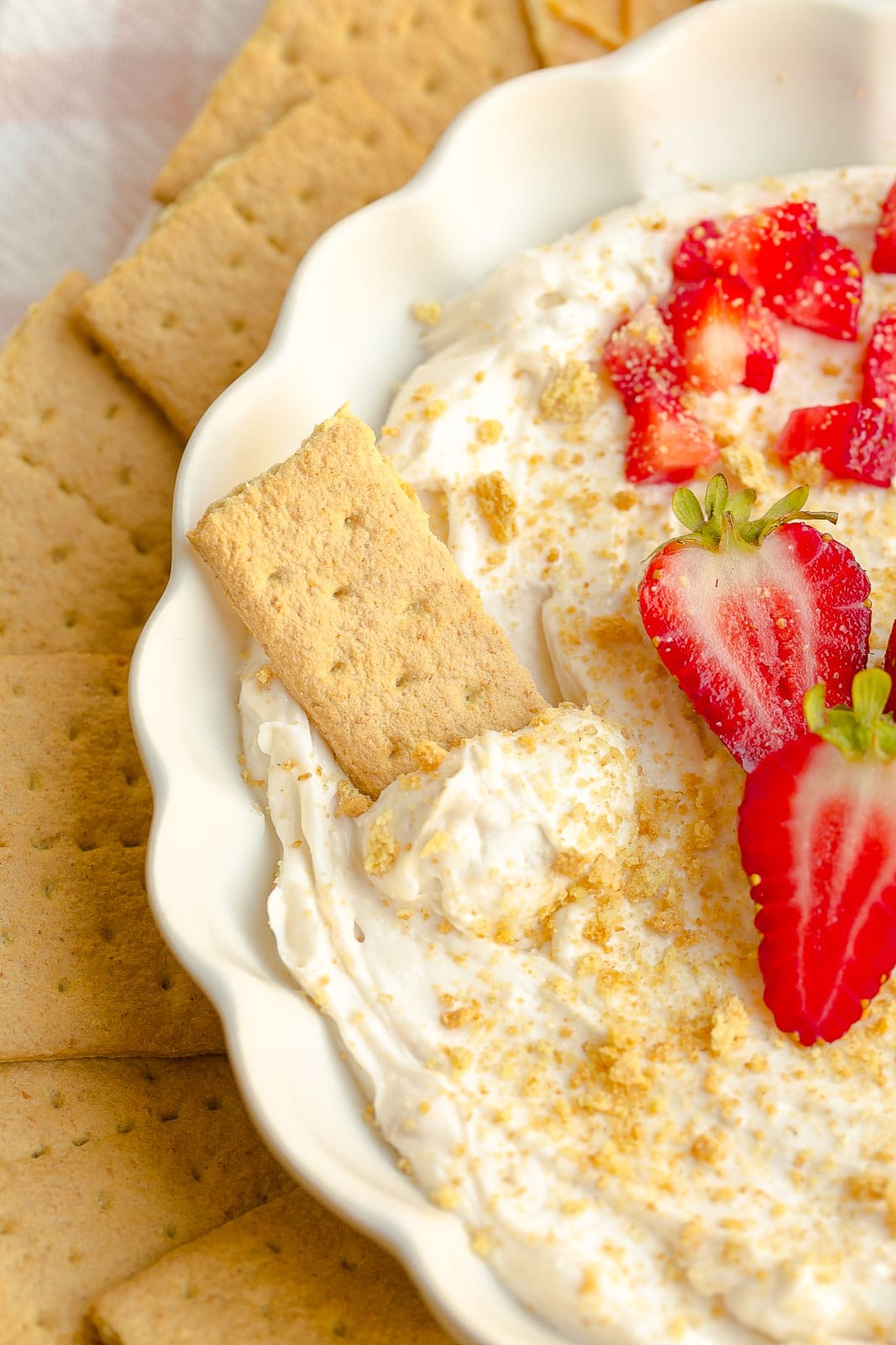 Strawberry Shortcake Dip with graham cracker dipper.