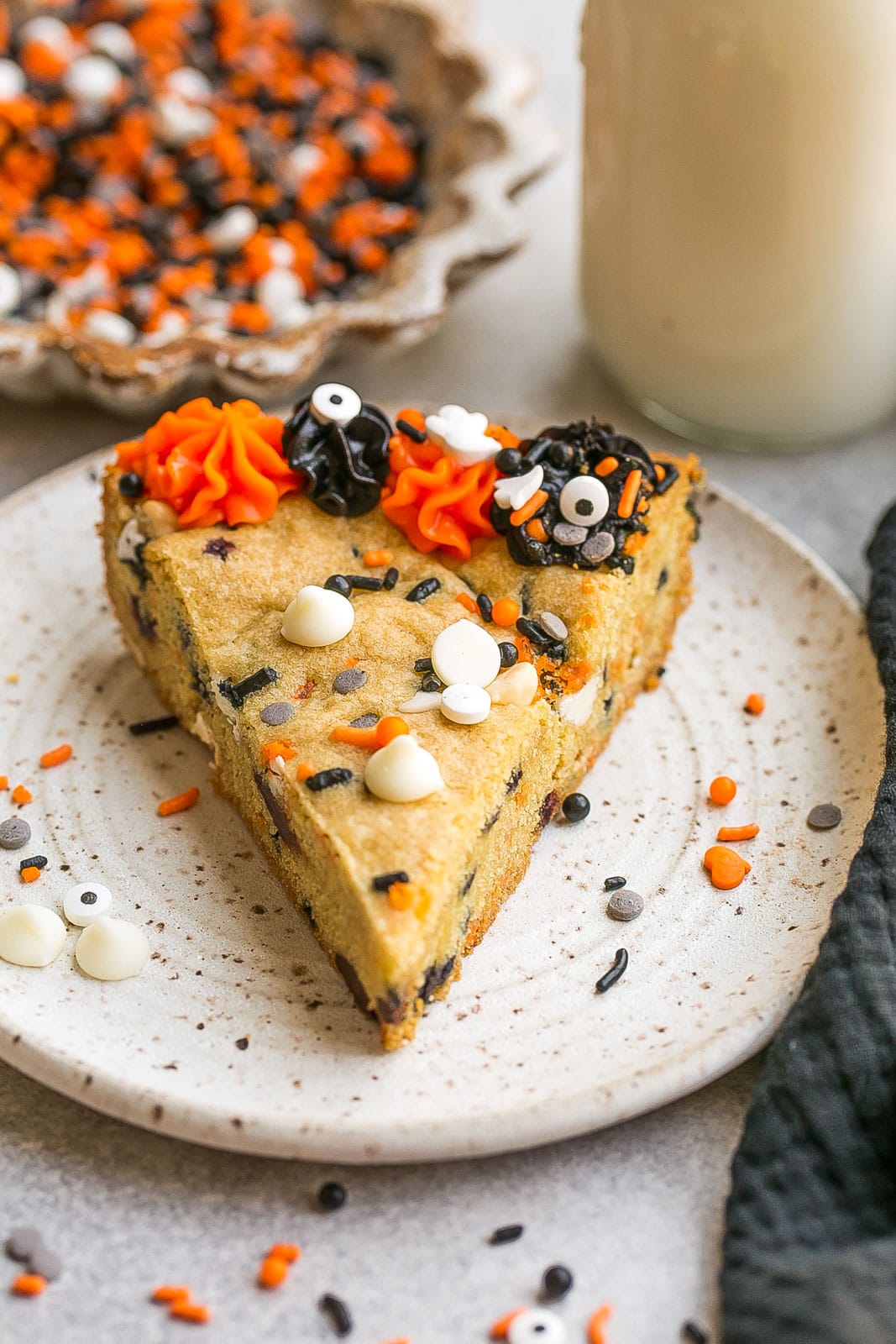 Slice of halloween cookie.