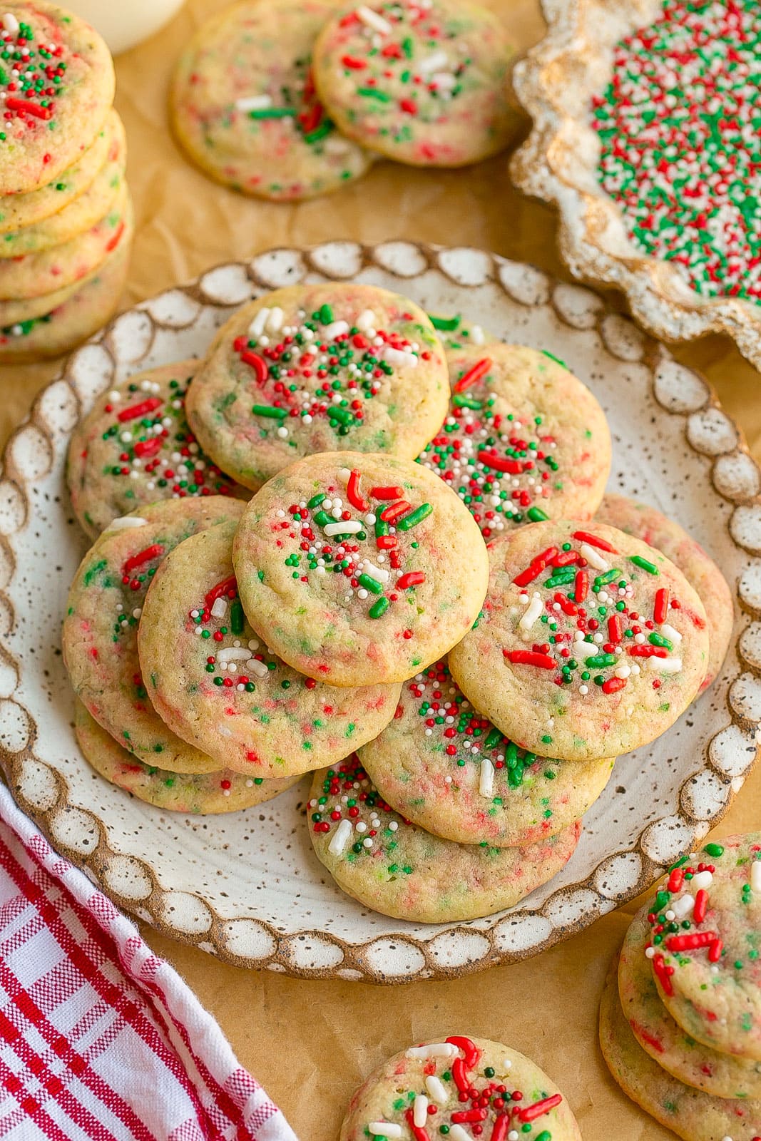 Plate of festive mini sugar cookies.