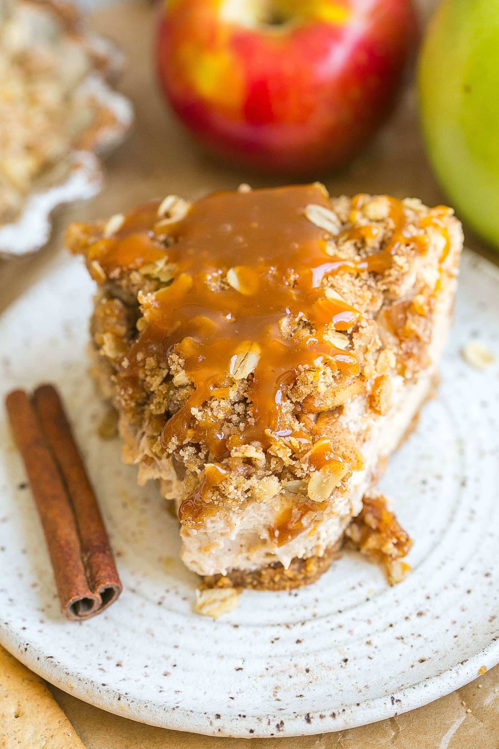 Apple Pie Cheesecake with caramel.