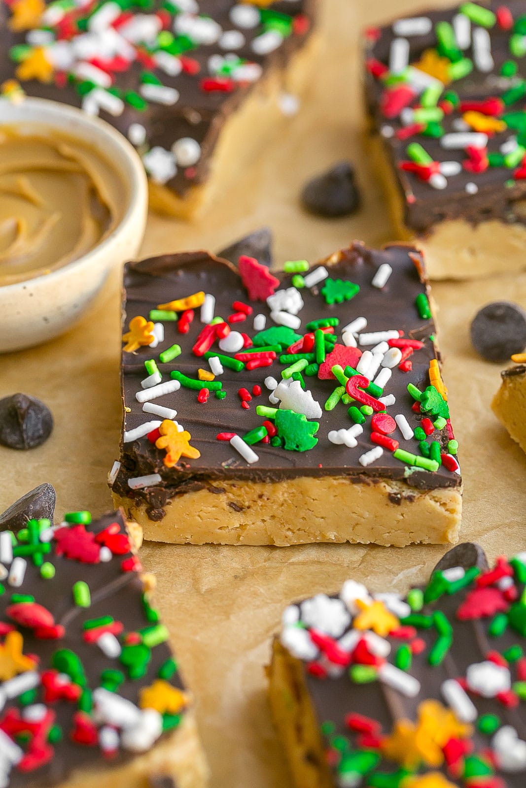 Buckeye Bar recipe on parchment paper.