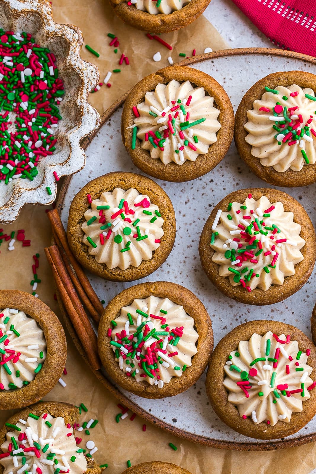 Gingerbread Cheesecake Cookies on a plate.