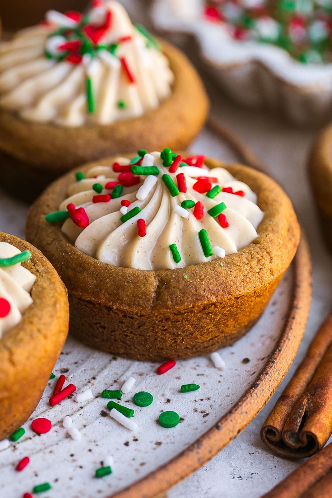 Side close up view of Gingerbread Cheesecake Cookies.