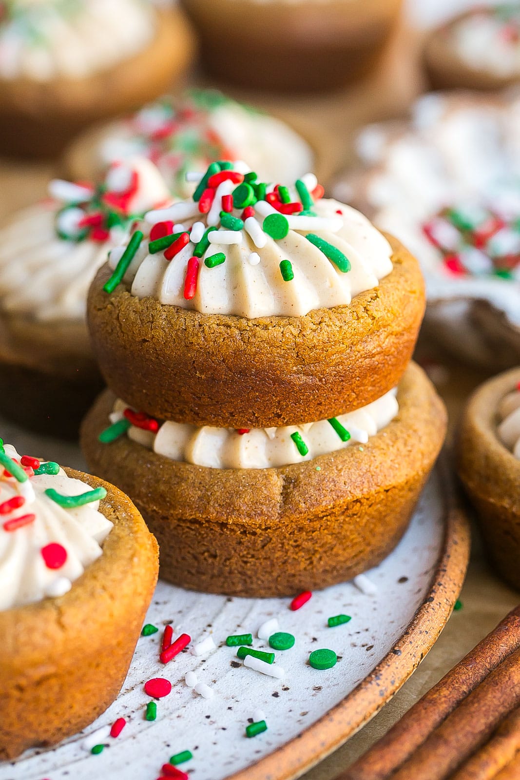 Short stack of Gingerbread Cheesecake Cookies.