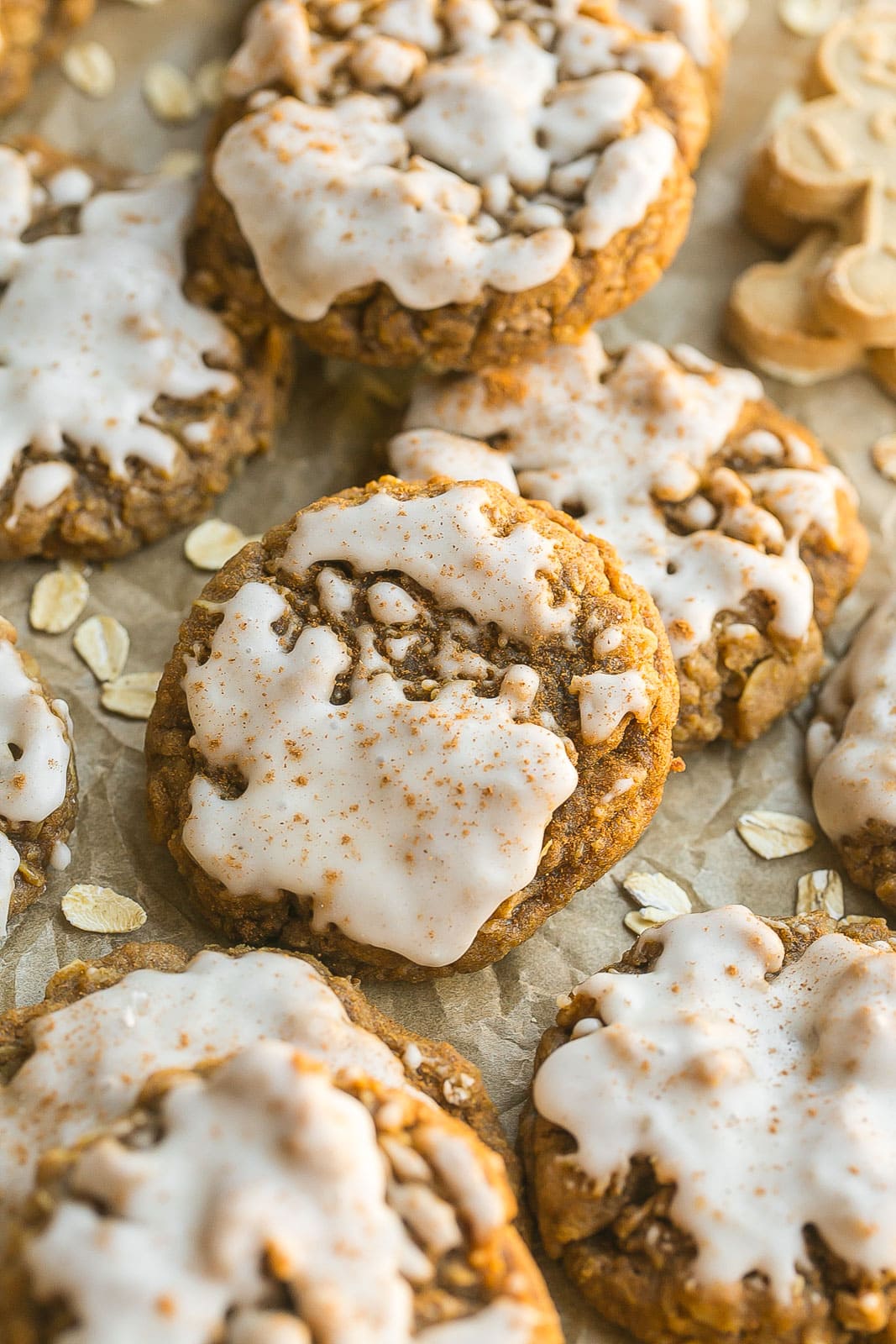 Iced Gingerbread Oatmeal Cookies. 