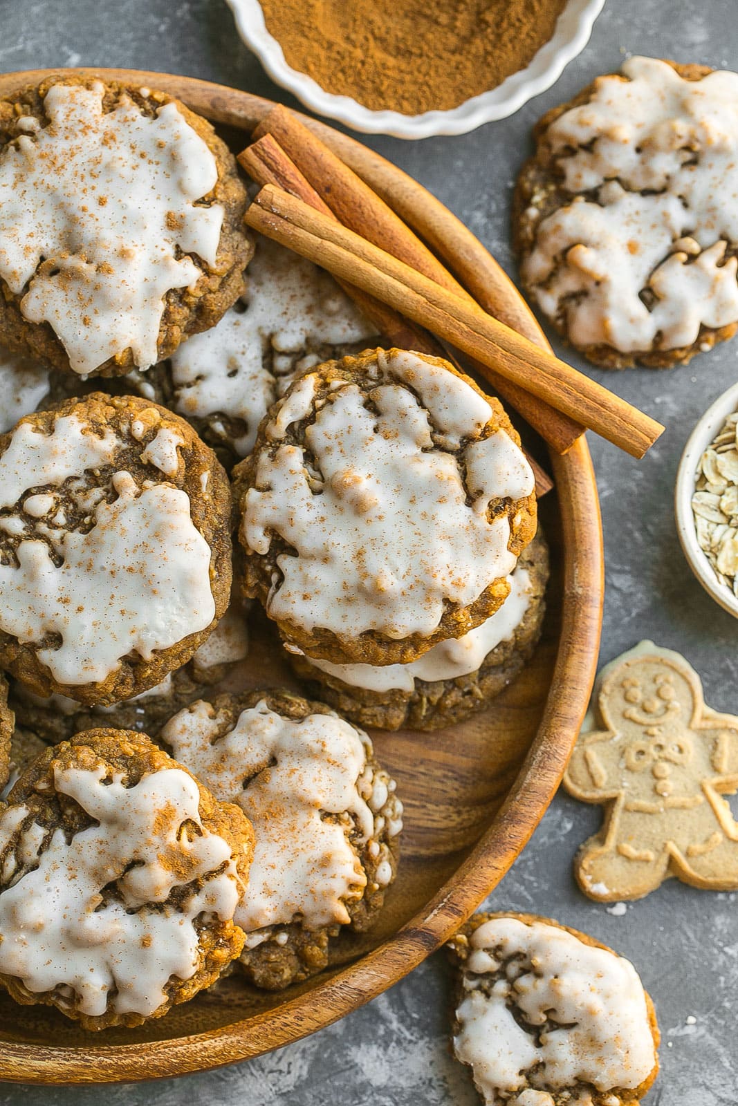 Iced Gingerbread Oatmeal Cookies