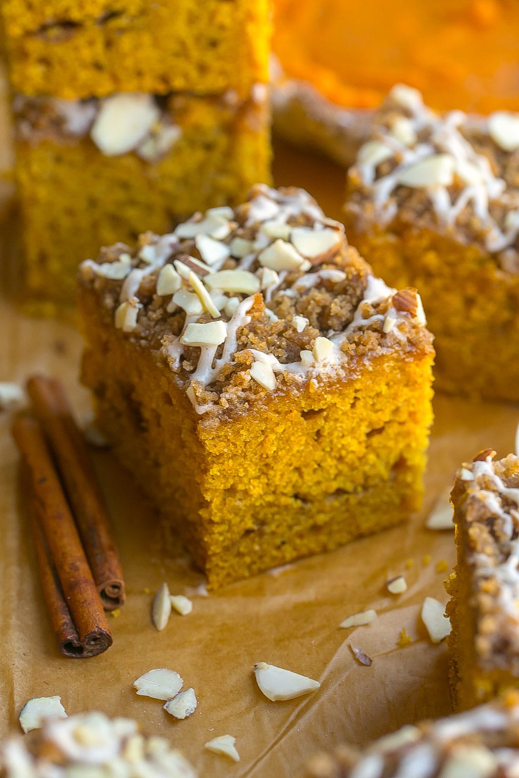 Thick and moist pumpkin snack cake.