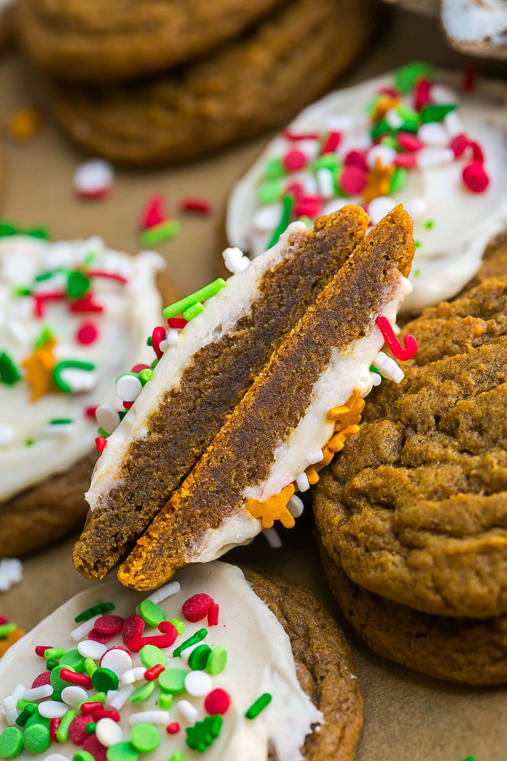 Gingerbread frosted cookies.