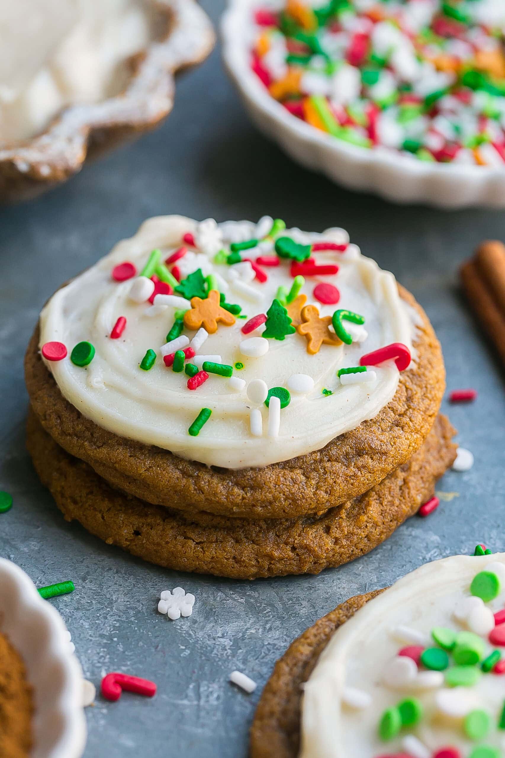 Stack of gingerbread sugar cookies.