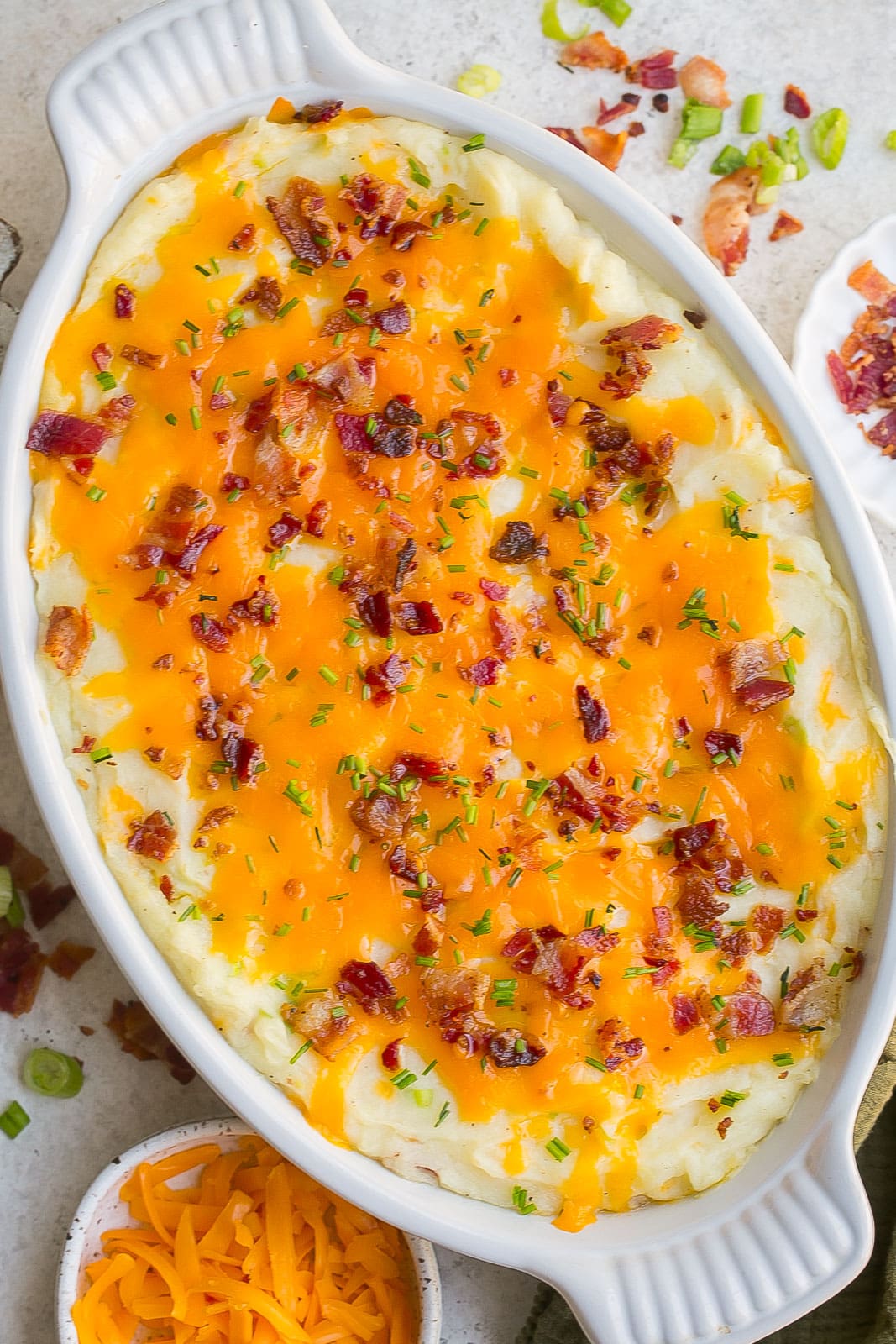 Twice Baked Mashed Potatoes Casserole.