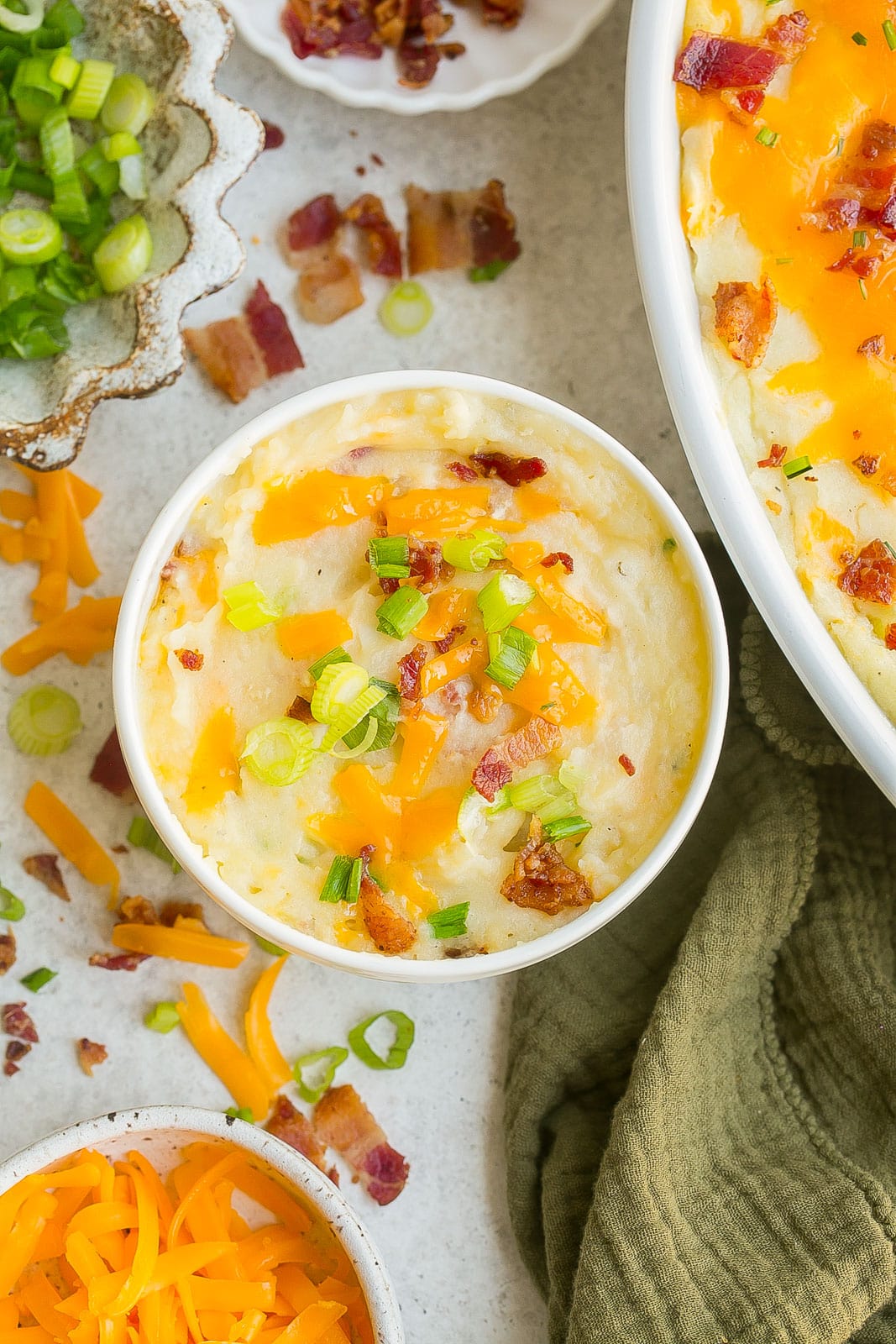 Bowl of mashed potato casserole. 