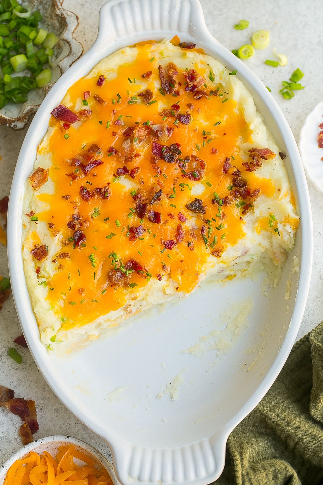 Twice Baked Mashed Potatoes Casserole.