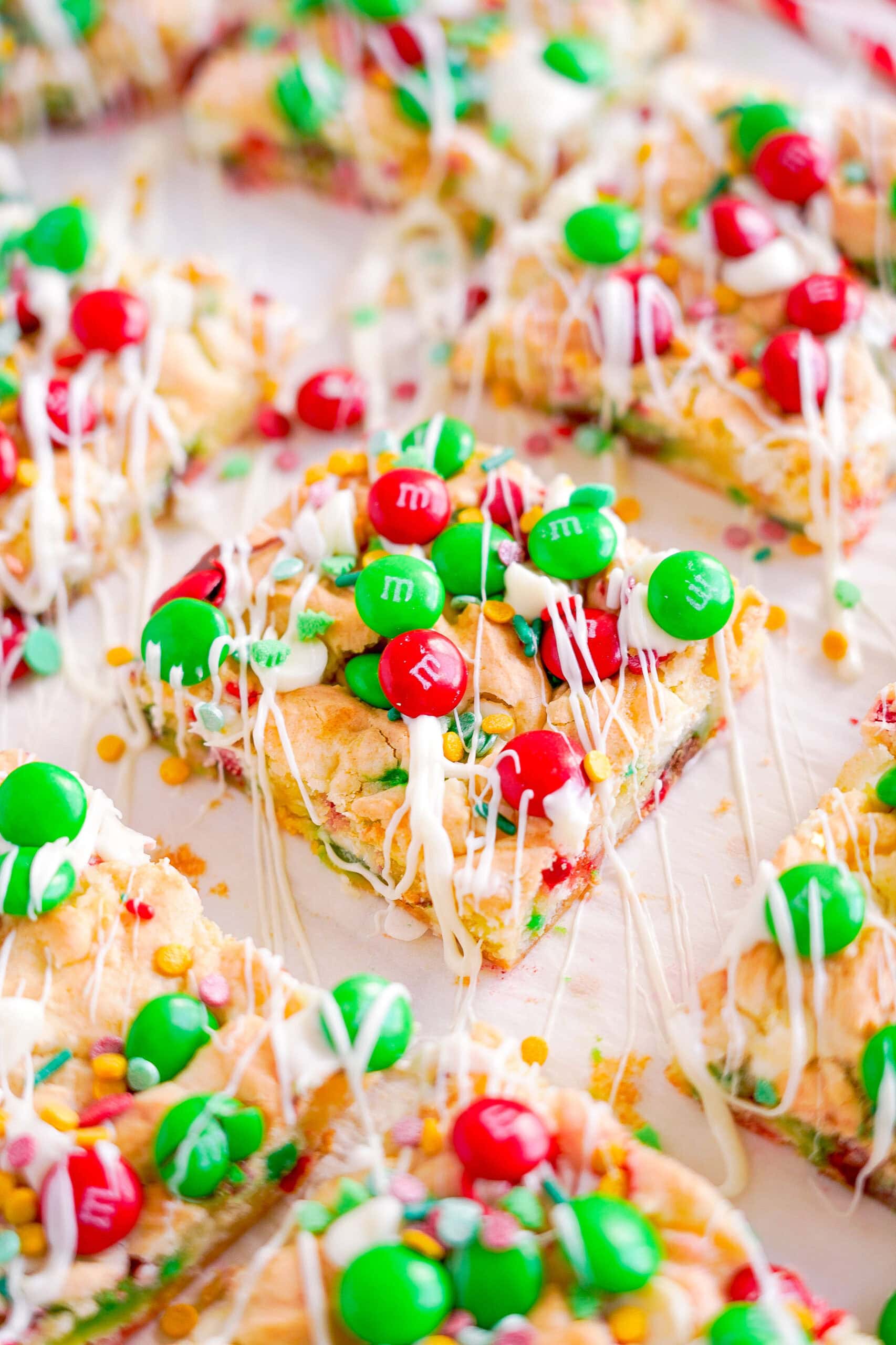 M&M Christmas Cookie Bars.