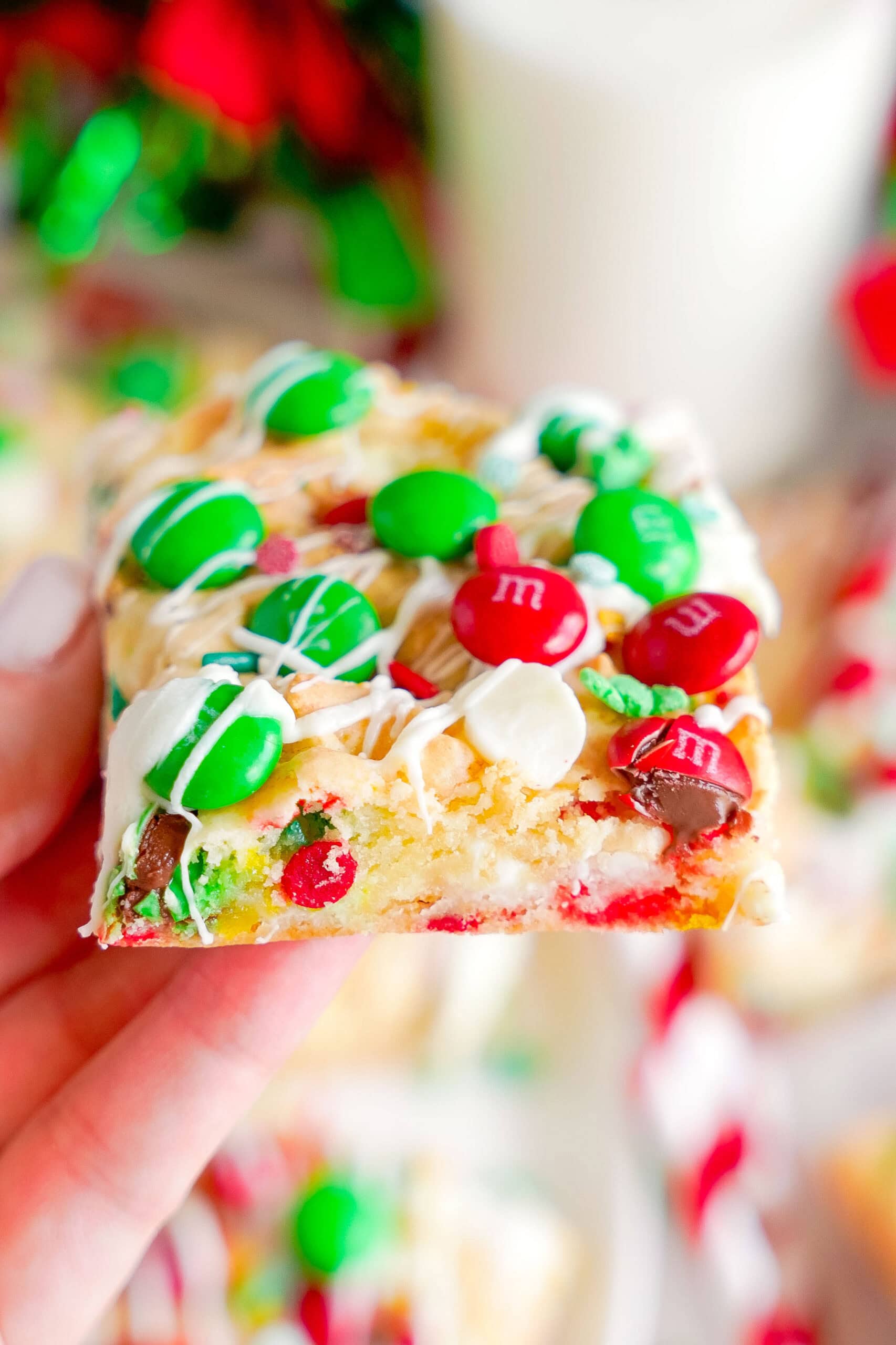 Christmas M&M cookie bars.