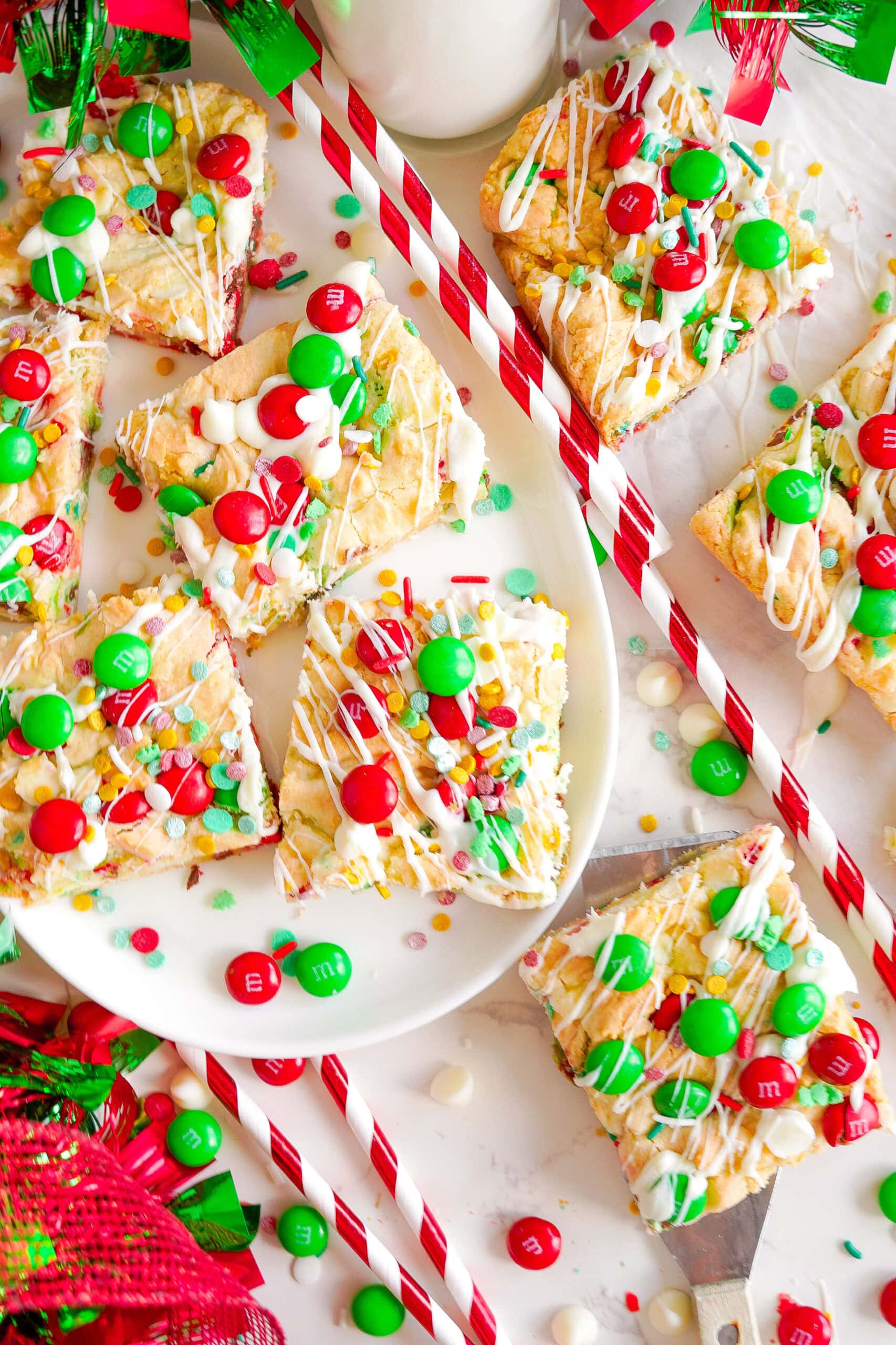 M&M Christmas Cookie Bars.