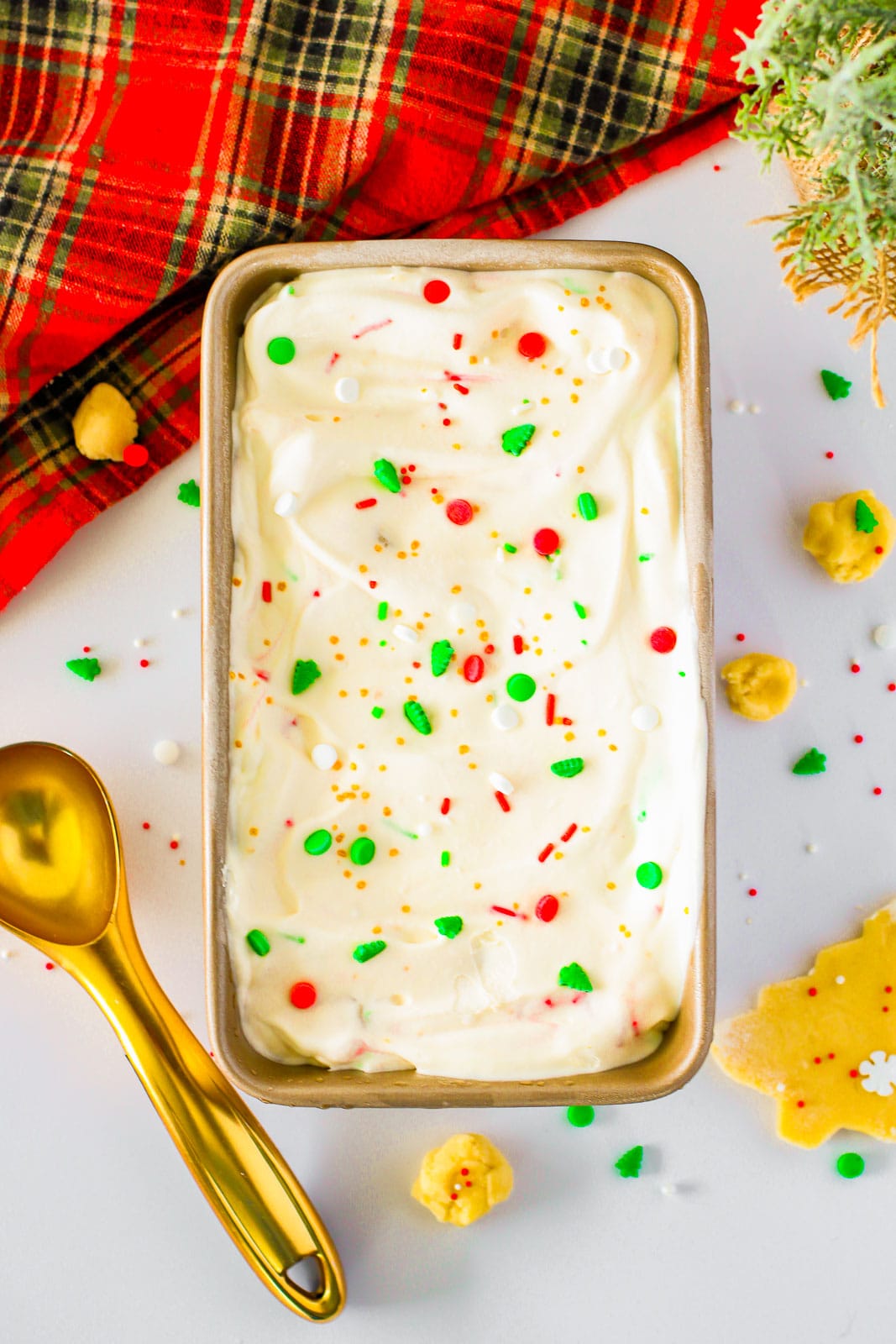 Sugar Cookie Dough Ice Cream in a loaf pan.