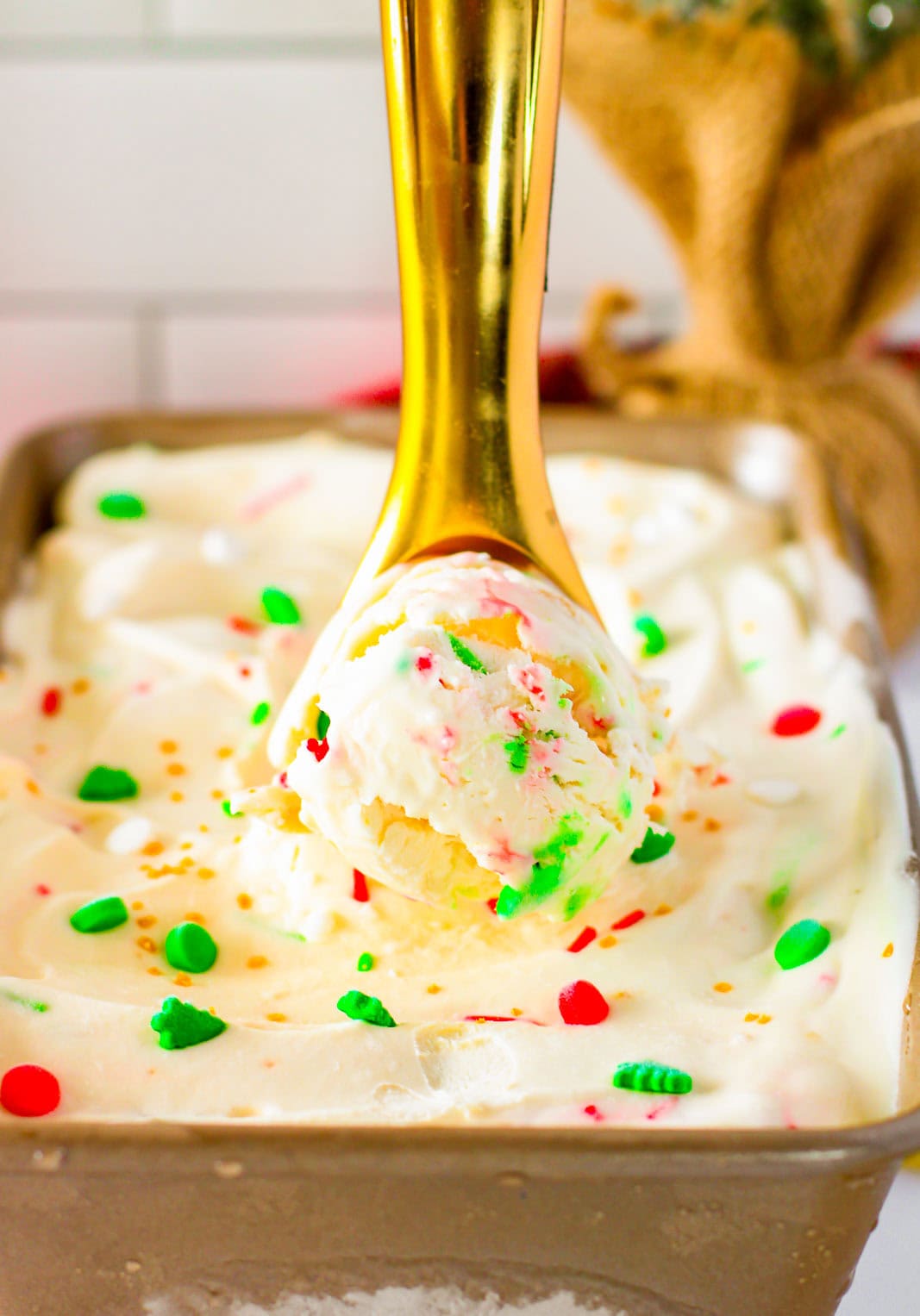 Sugar Cookie Dough Ice Cream getting scooped.