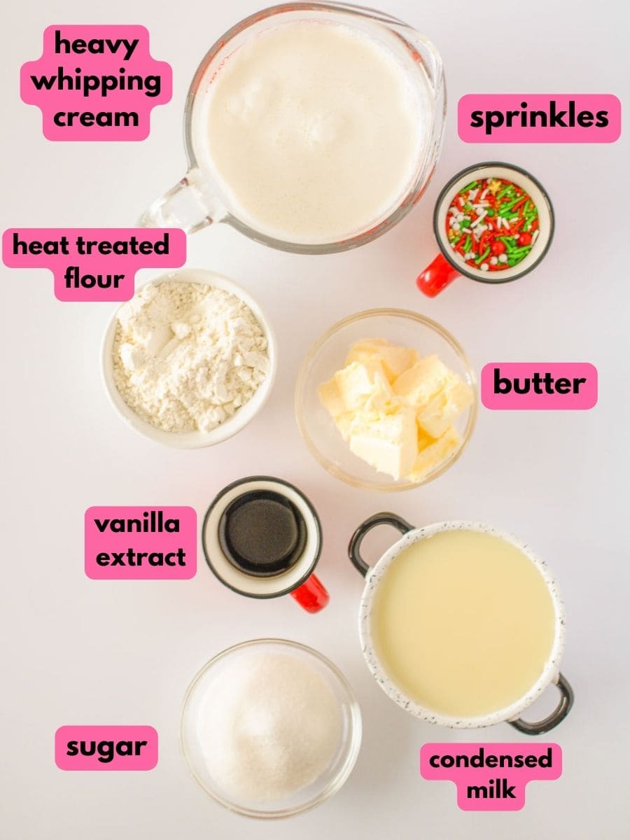 Christmas Sugar Cookie Ice Cream ingredients.