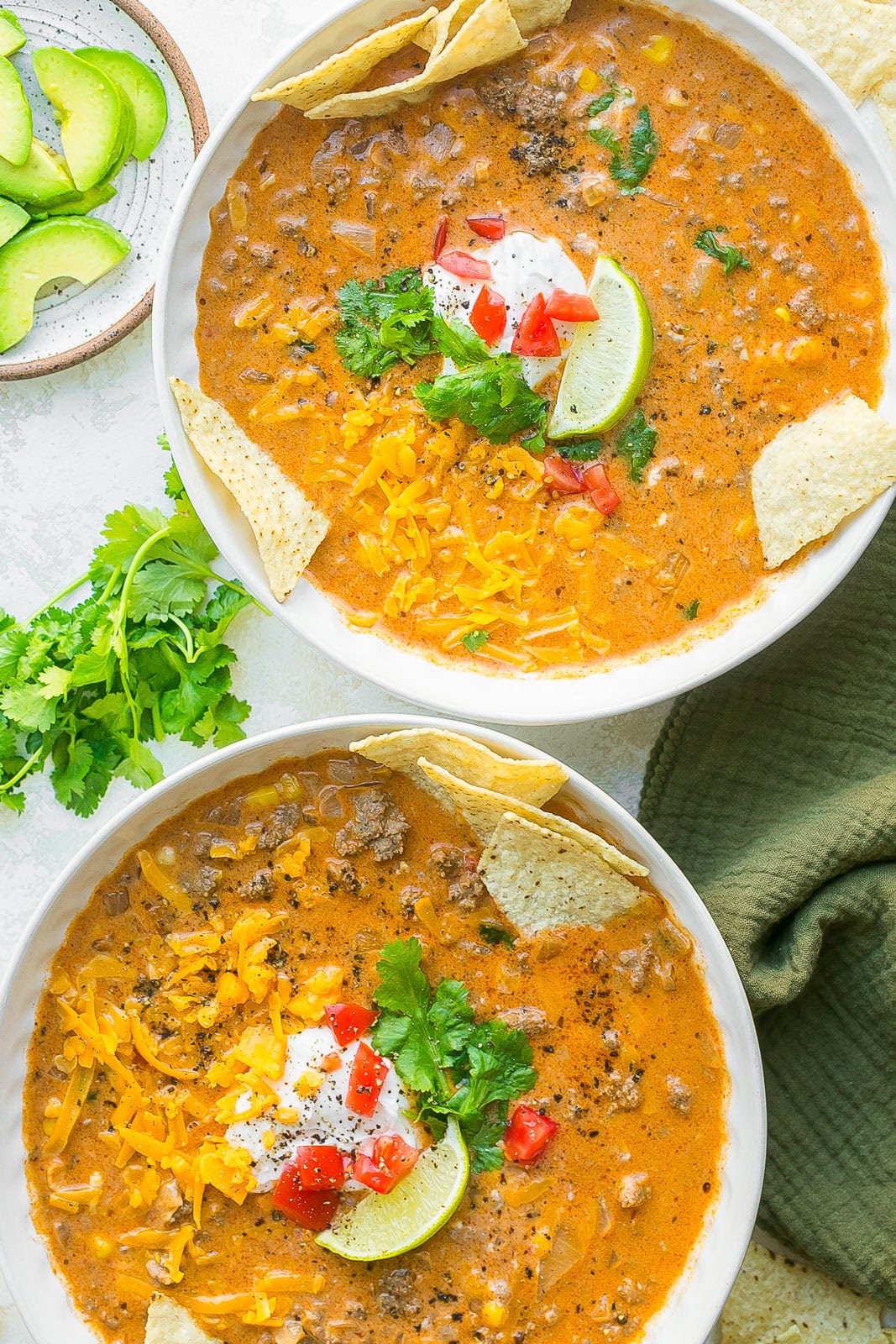 2 bowls of enchilada soup.