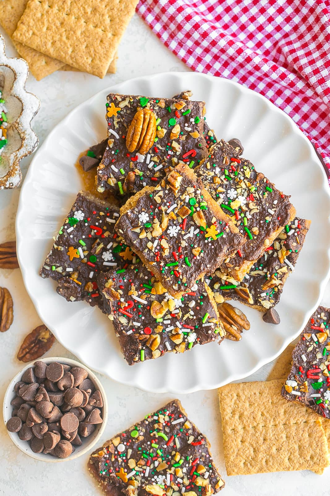 Graham Cracker Toffee on a plate.