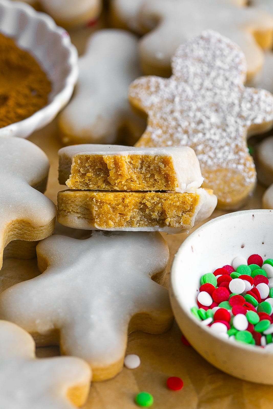 Gingerbread Cookie cut in half.