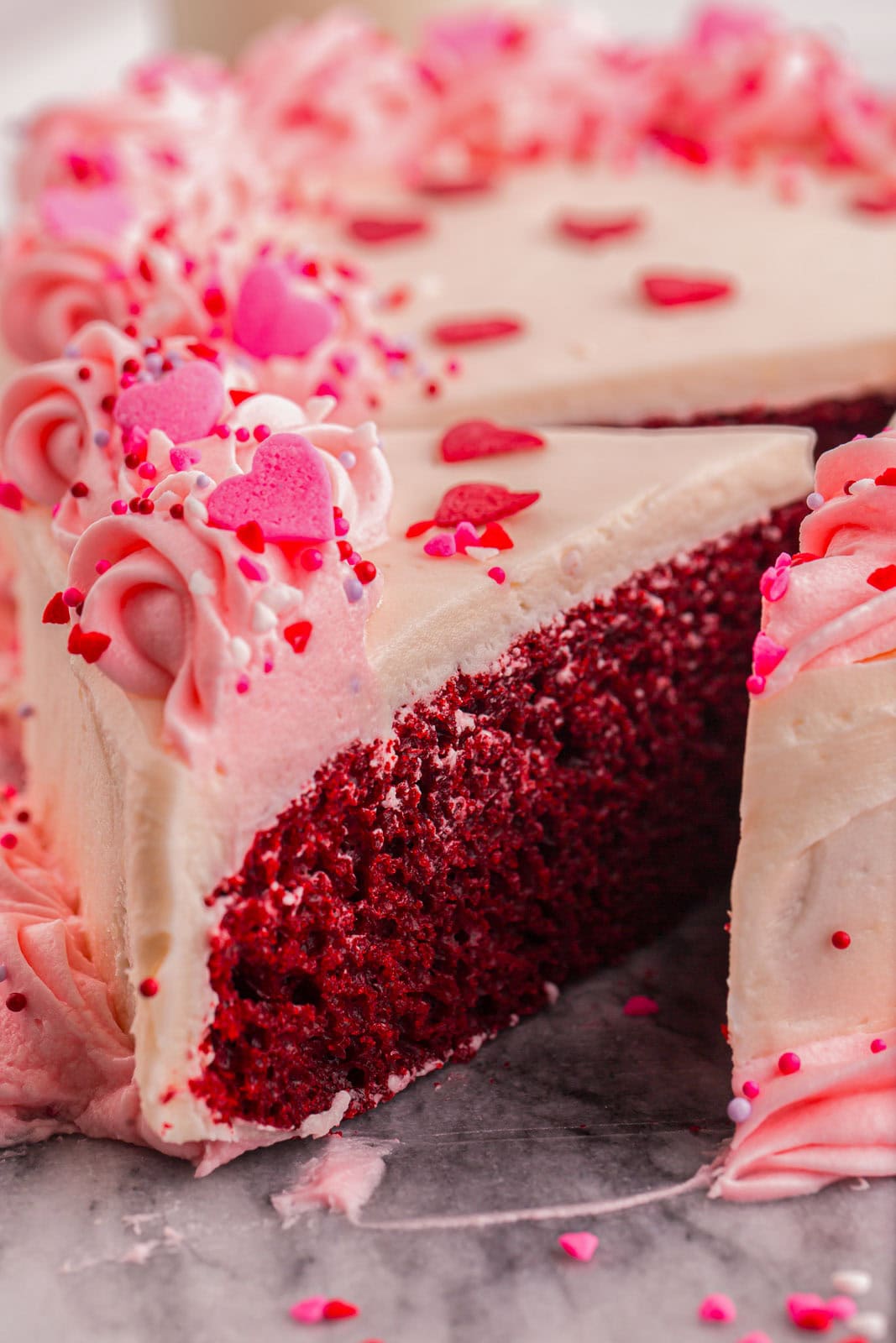 Slice of Valentine's Day Cake.