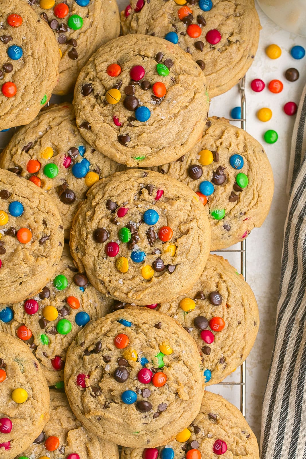 Peanut Butter M&M Cookies (no dough chilling required).