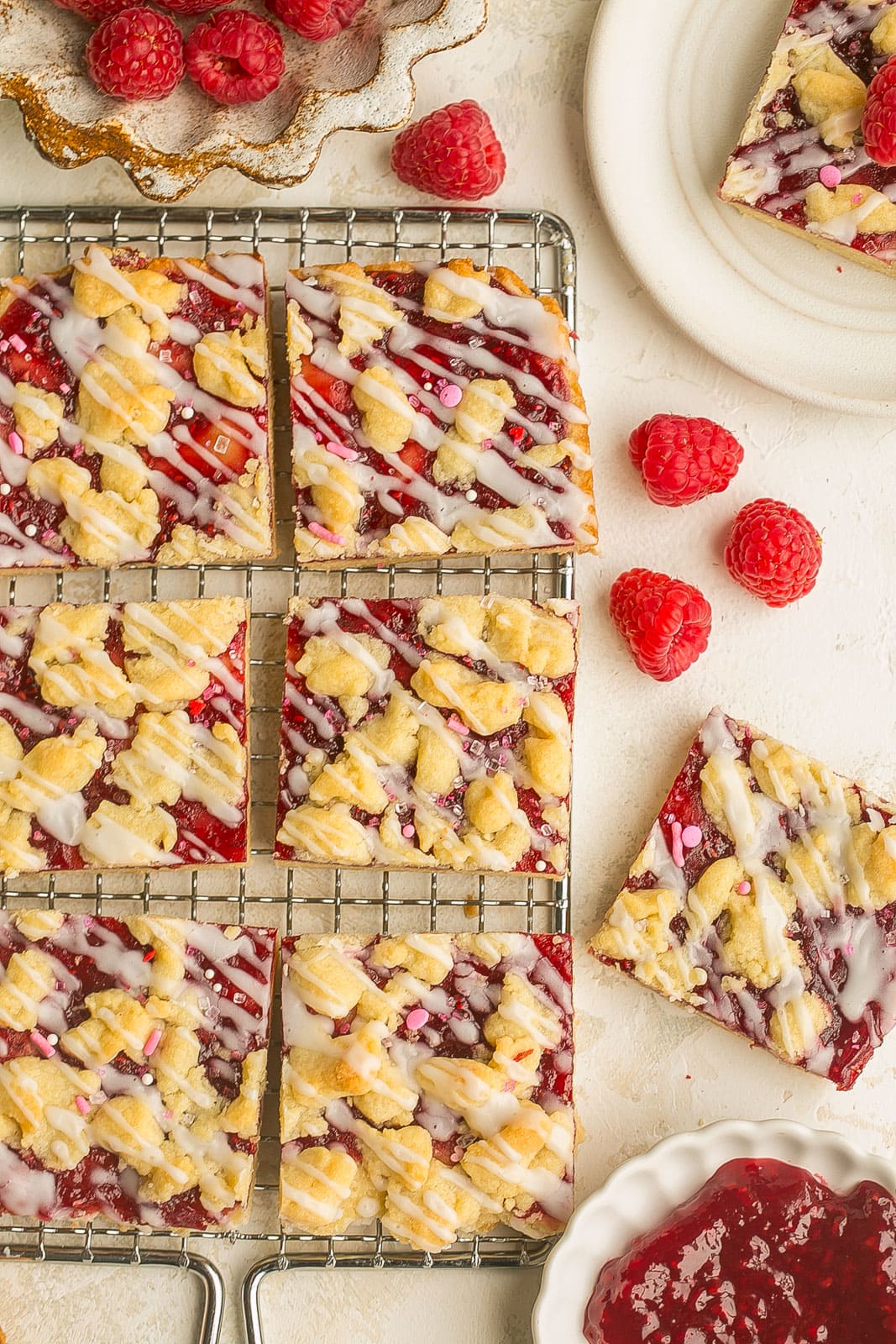 Jam bars on a cooling rack.