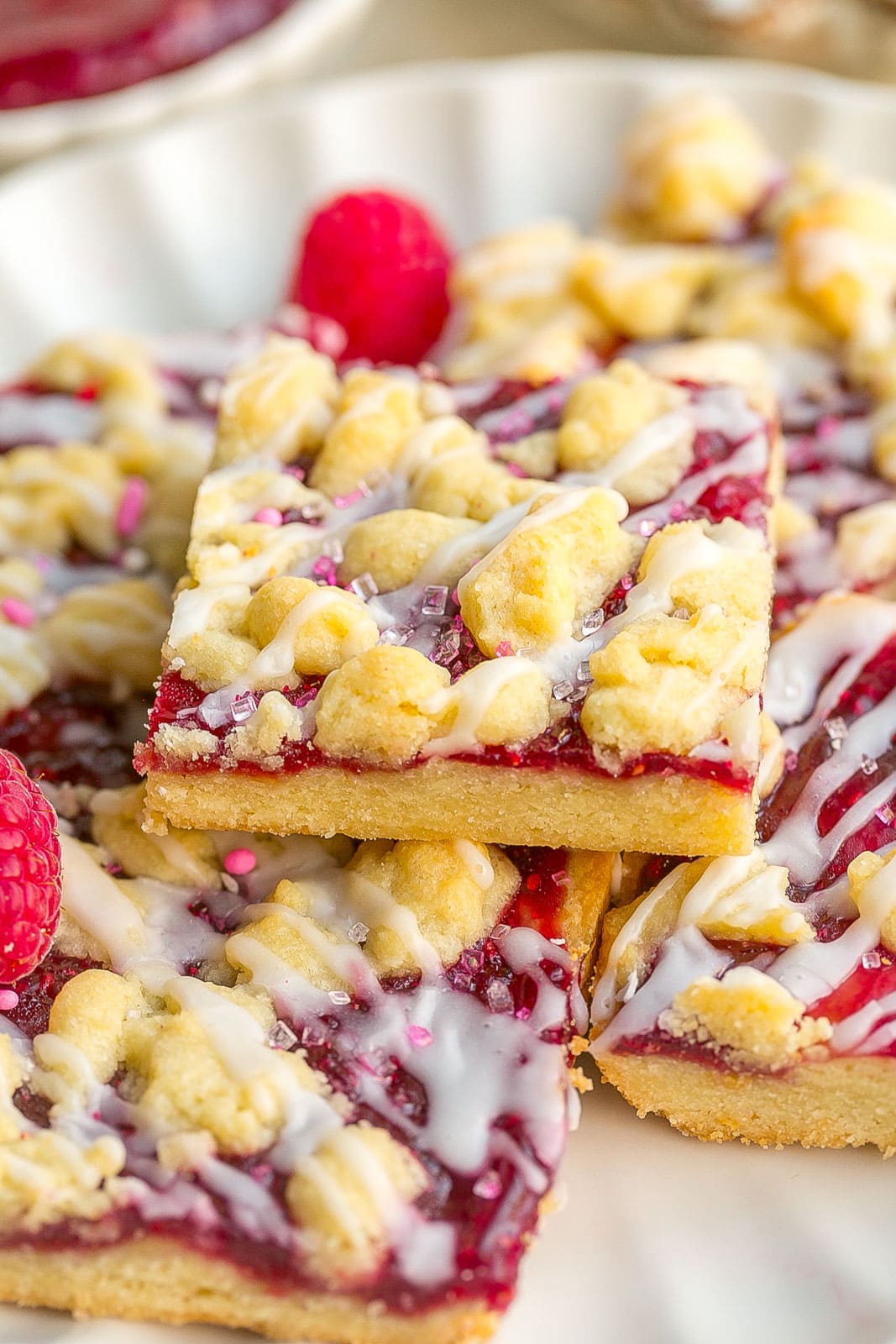 Raspberry Jam bars with icing on top. 