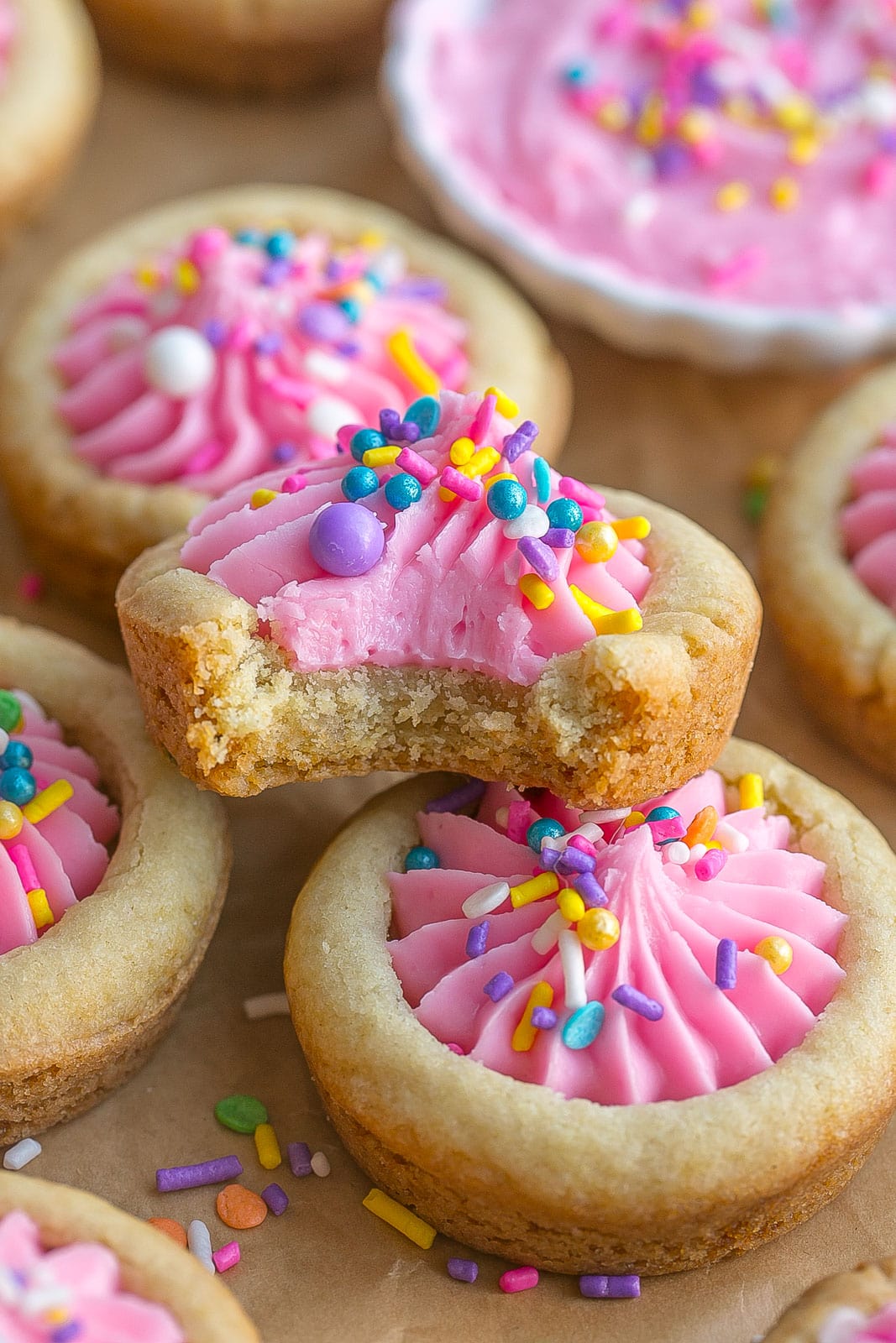 Bite mark in Valentine's Day cookies with bite mark.