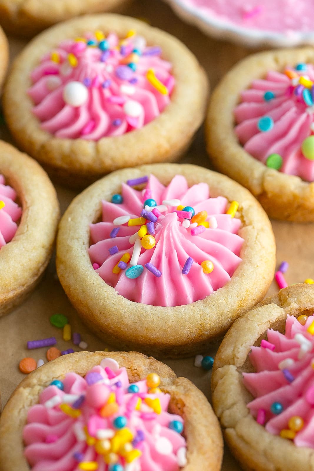 Valentine's day sugar cookies with sprinkles. 