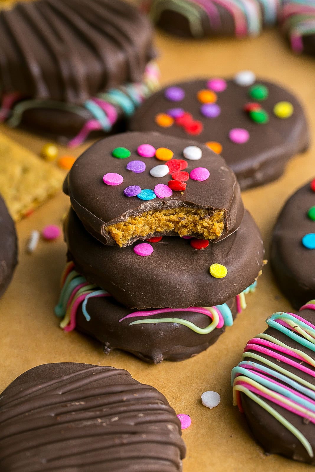 Small stack of Homemade Peanut Butter Eggs.