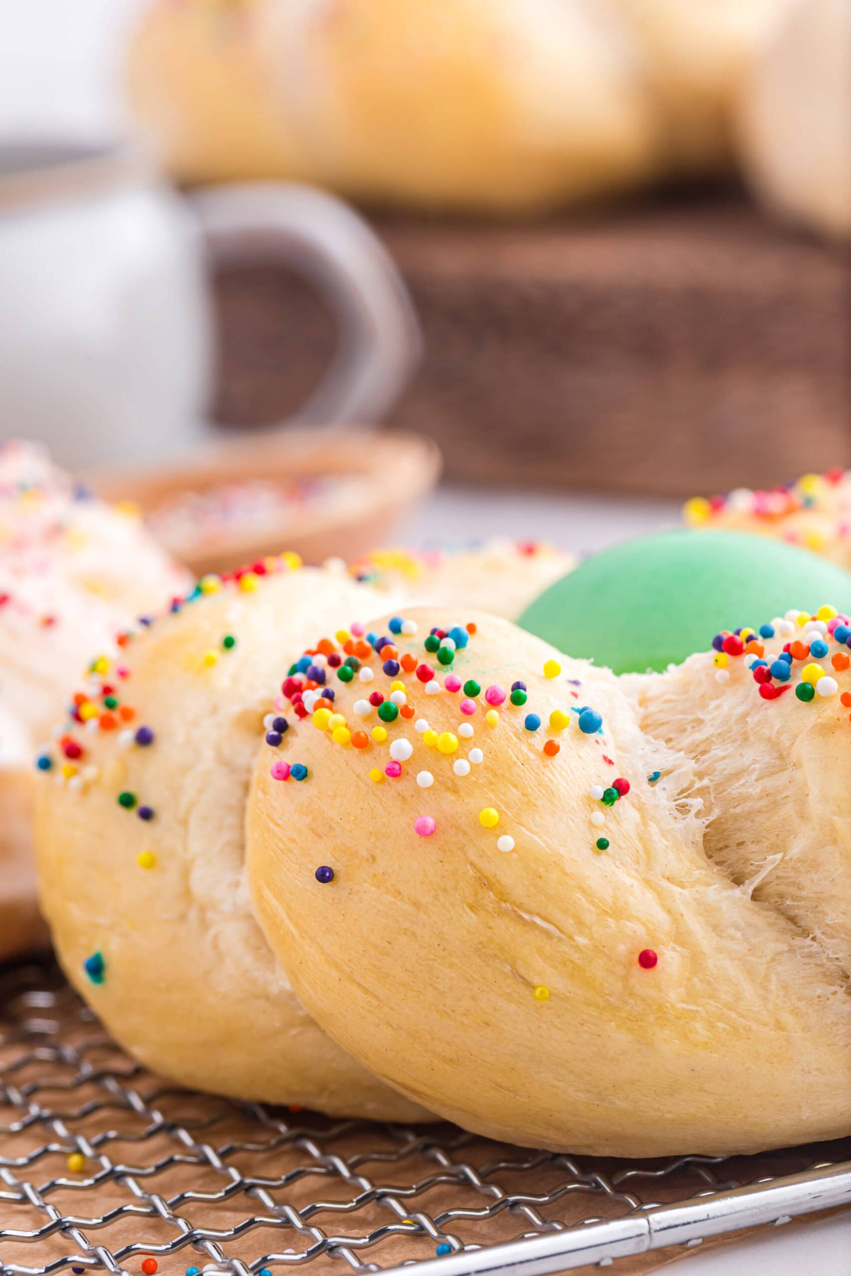 Side view of Italian Easter Bread.