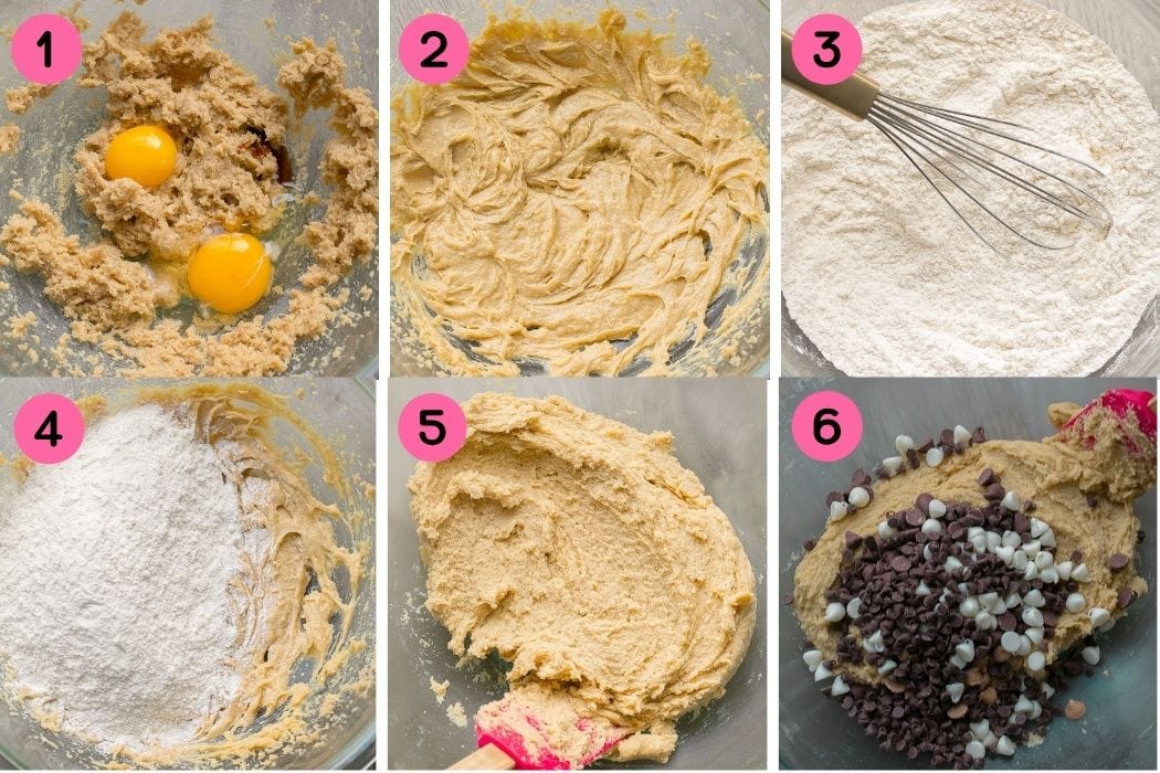 Triple Chocolate Chip Cookies recipe process shots.