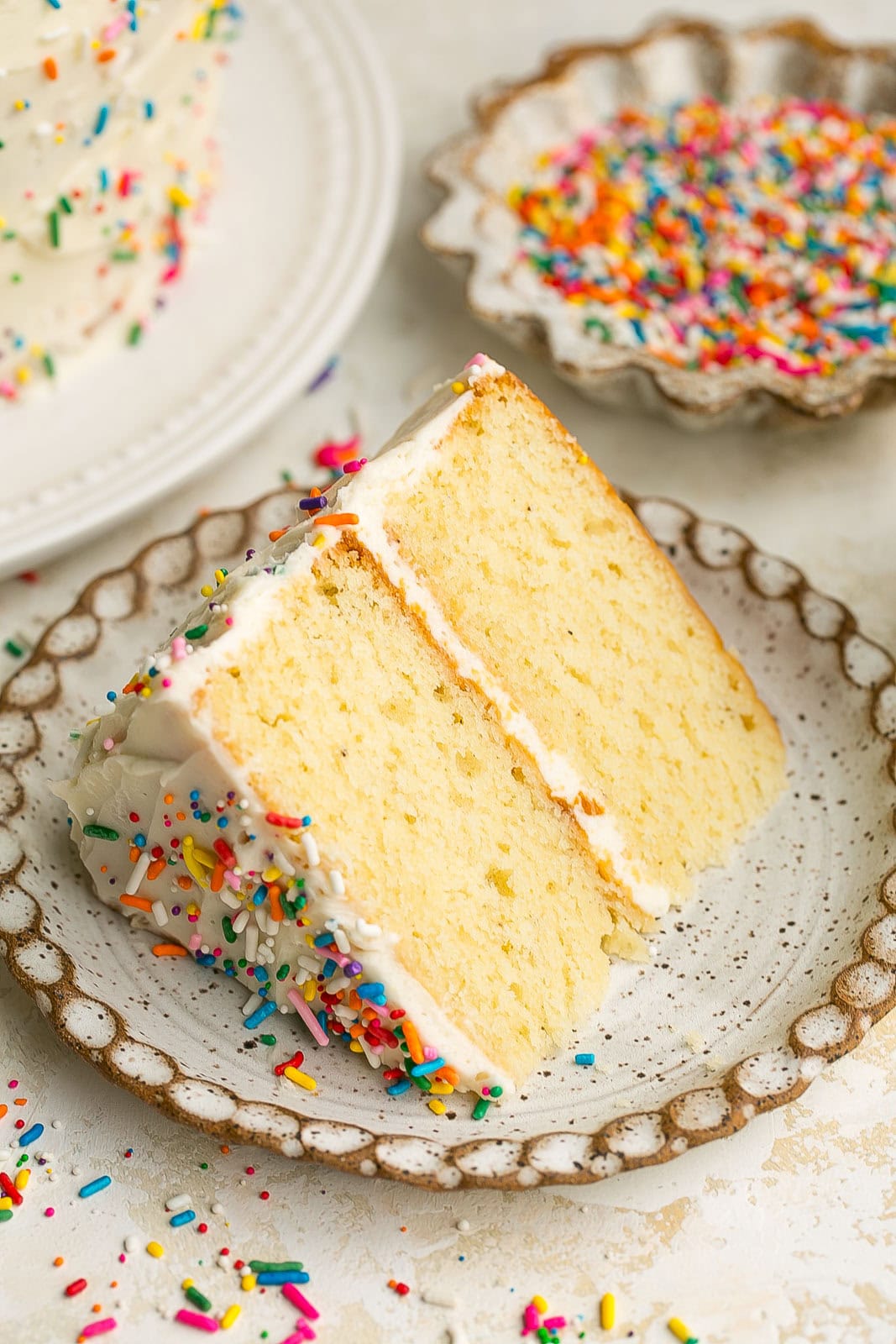 Cake slice on a plate.