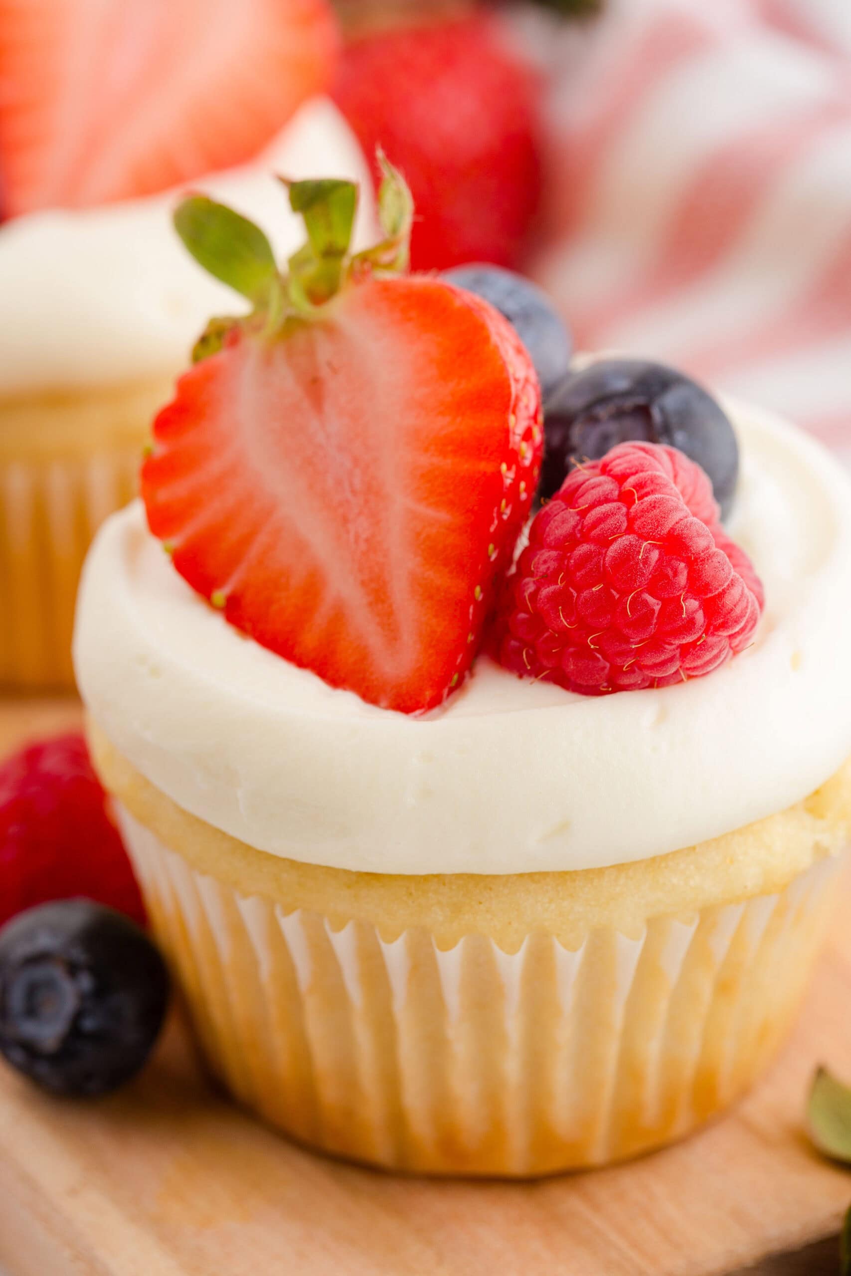 Close up of Chantilly Cupcake.