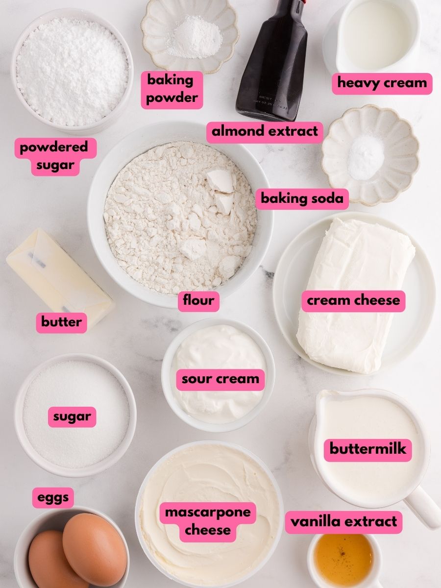 Ingredients to make Berry Chantilly Cupcakes.