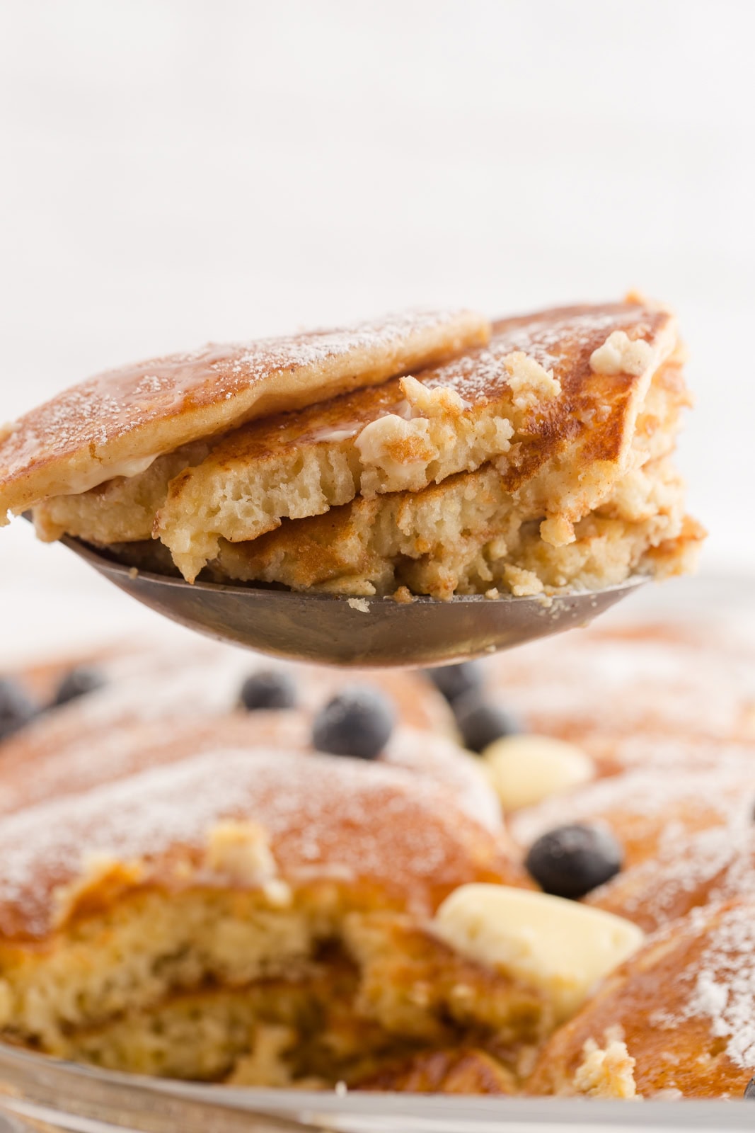 Scoop of Blueberry Pancake Casserole.